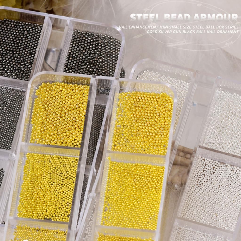 Metal Beads Nail Charm Steel Ball Nail Stud 3D Ball Diamonds Decorations