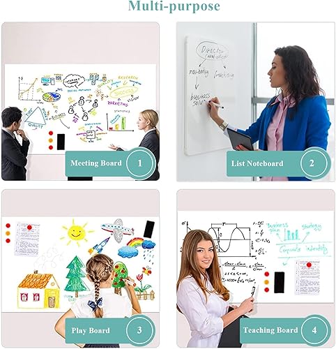 Miniatura 4 de Papel magnético de borrado en seco, 24 x 39 pulgadas, pizarra blanca autoadhesiva para pared, fácil de escribir y limpiar, pizarra de borrado en