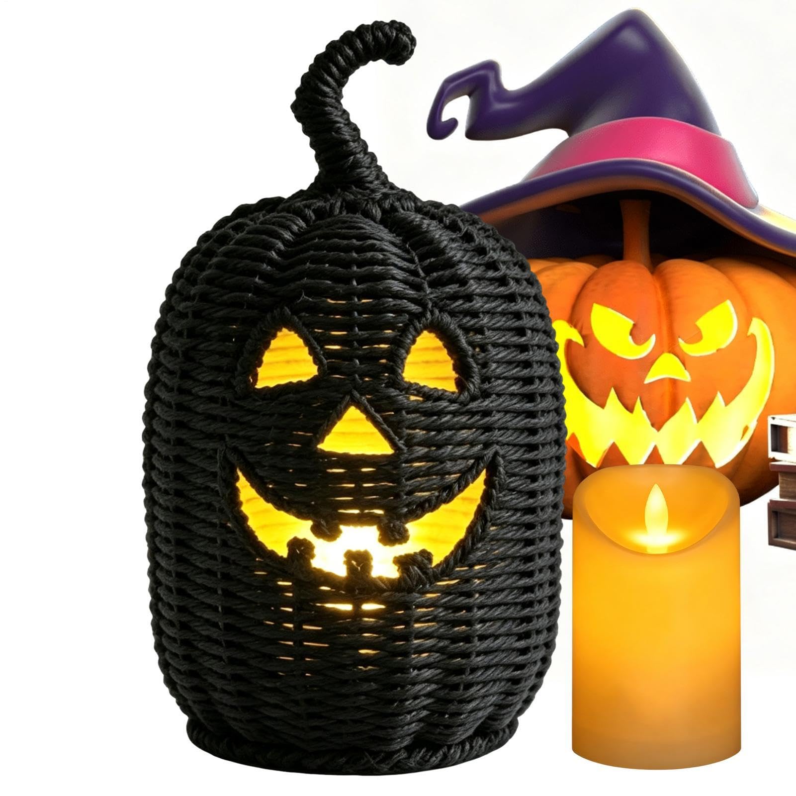 Geflochtener Halloween-Kürbis LED-Kerze Halloween-Aufbewahrungsbox