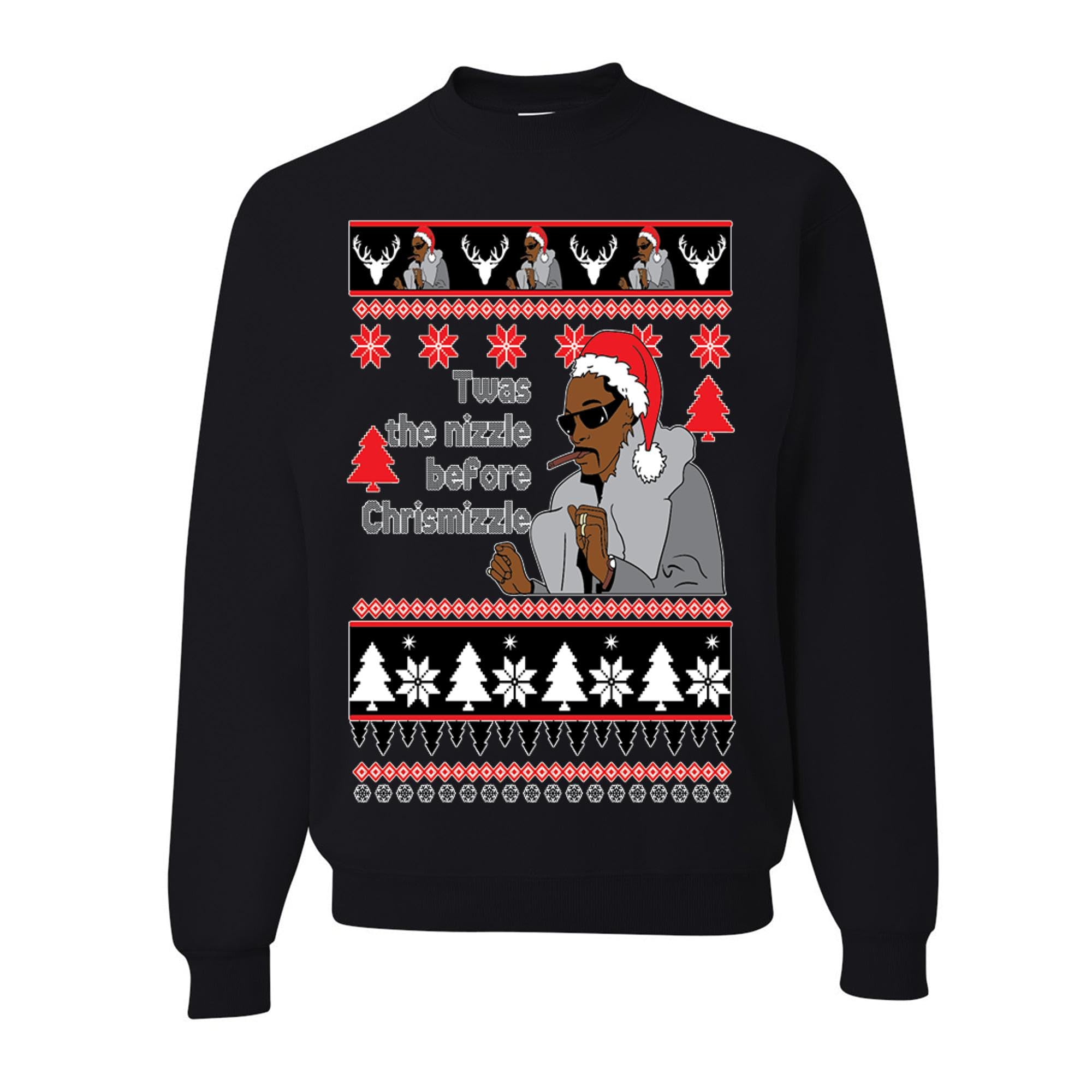 wild custom apparelTwas The Nizzle Before Chrismizzle Ugly Christmas Crewneck Sweatshirt
