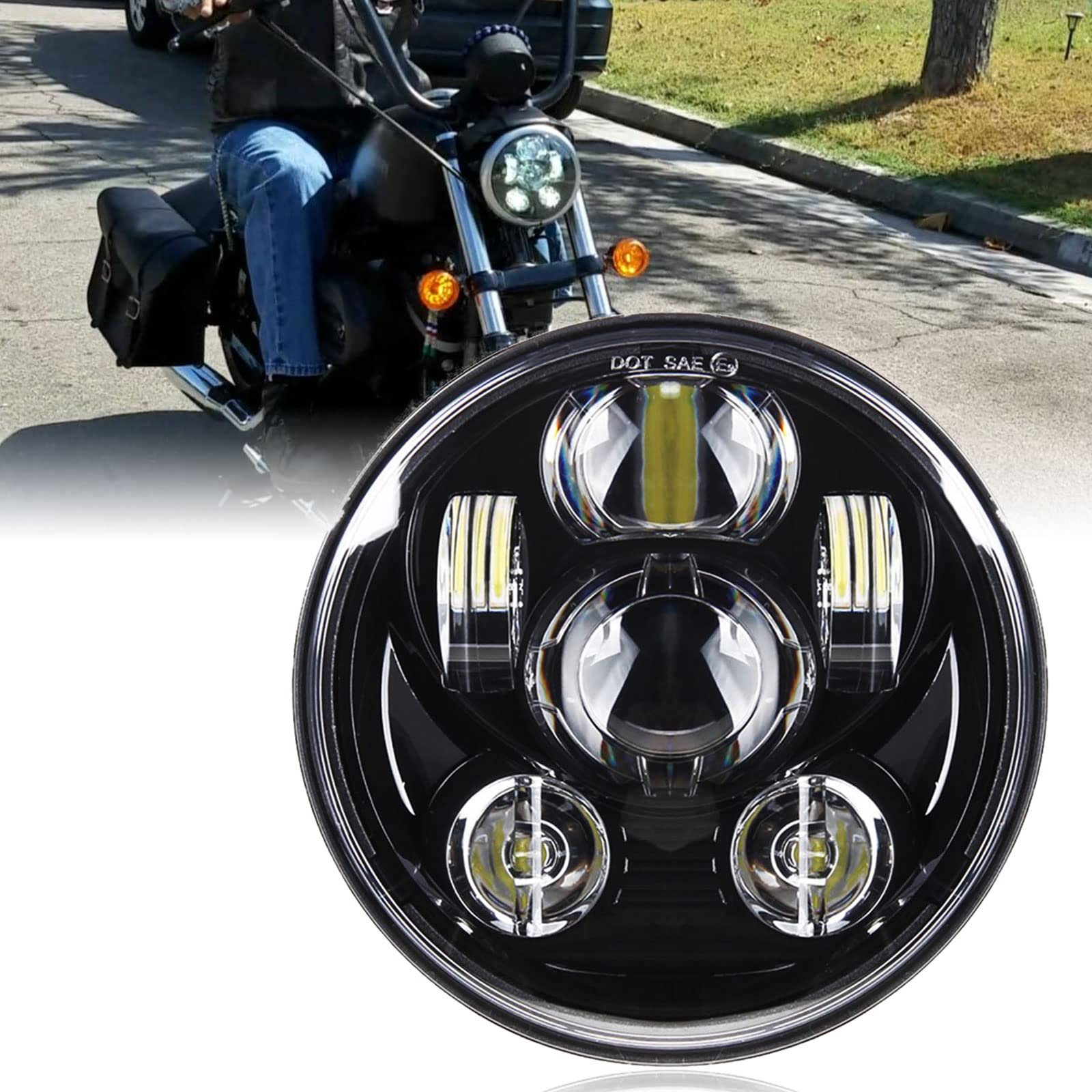 Amazon | Colight 5.75インチ LED ヘッドライト レトロ バイク用 ハイ