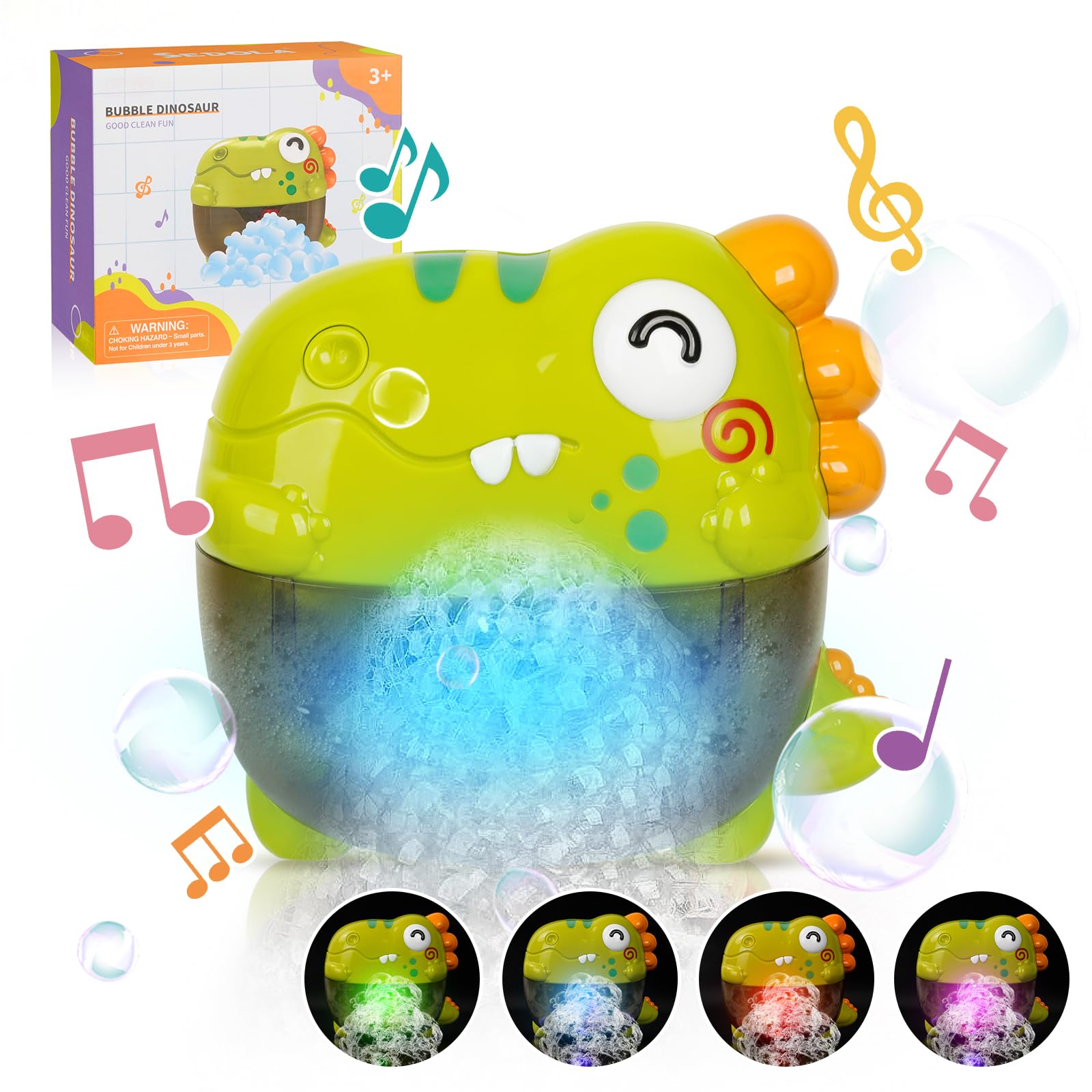 Juguete de Baño para Bebé, Dinosaurio Musical con Pompas de Jabón para Baño, Juguetes Bañera Bebe con Luces de 1 2 3 4 Años, Maquinaria Pompas de Jabon Niños, Regalos para Niños y Niñas