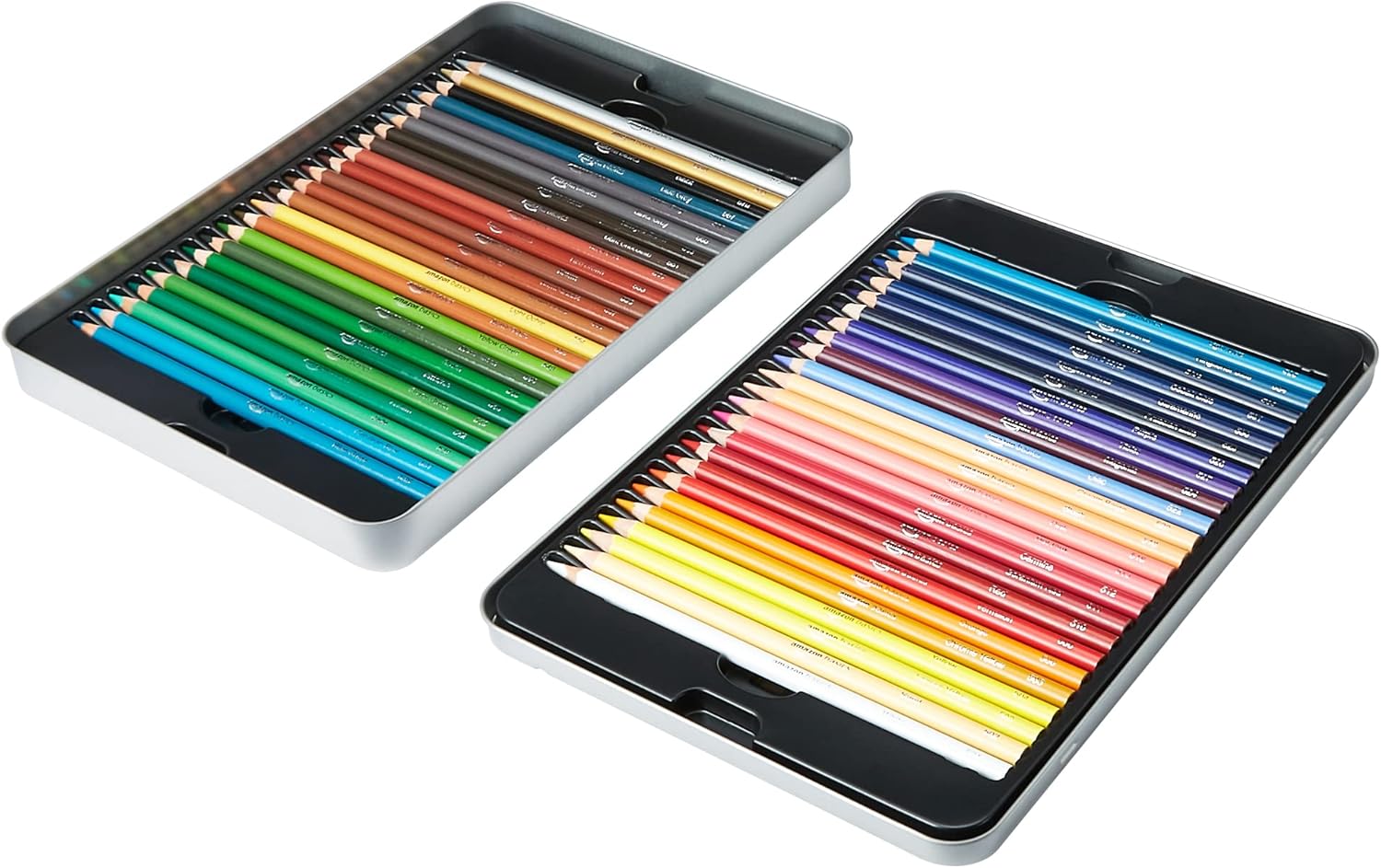 Amazon Basics Coloured Pencils in Tin Box, Pack of 48 Assorted