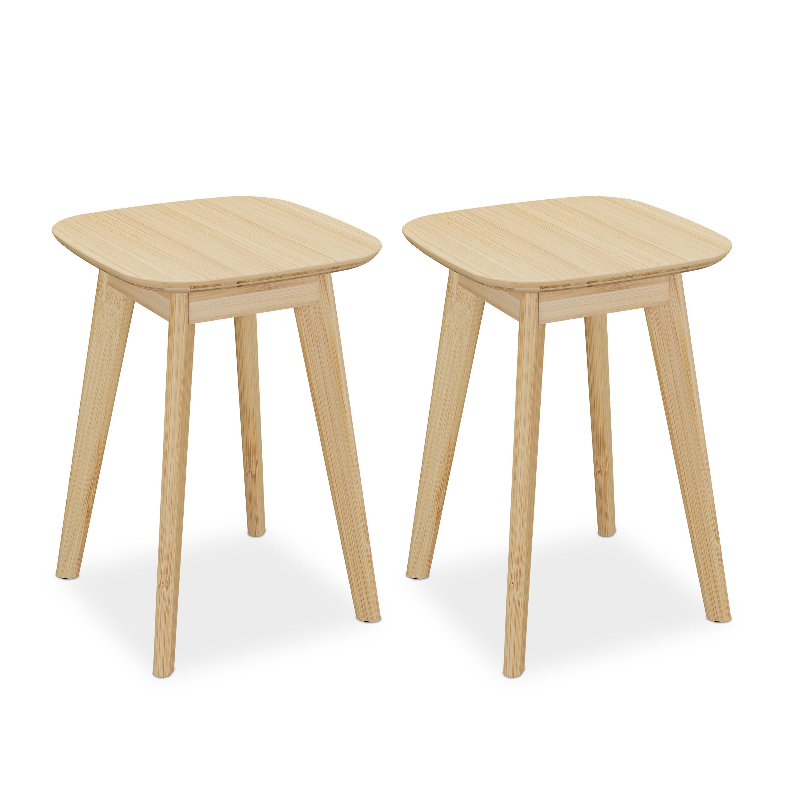 Tabourets de Cuisine Relaxdays, 2 sièges, Bambou, Salle de Bain, Couloir, H x L x P : 45,5 x 33 x 33 cm, naturels.