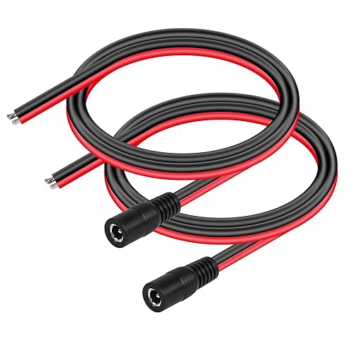 CERRXIAN DC5521 Cable de alimentación de 1.64 pies, 14 AWG 0.217 in x 0.083 in DC hembra cable de alimentación de extremo abierto, cable de