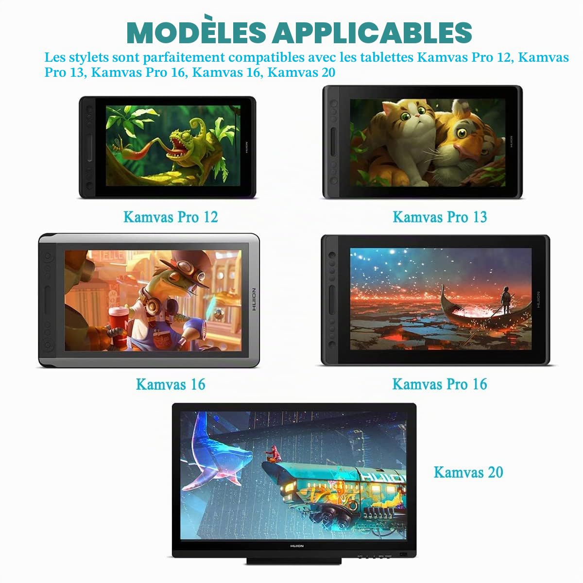 ciciglow Stylus Pen,Stylet pour écran Tactile,Stylet de Tablette Numérique Haute Sensibilité pour Tablette Kamvas Pro 12/13/16/Kamvas 16/20