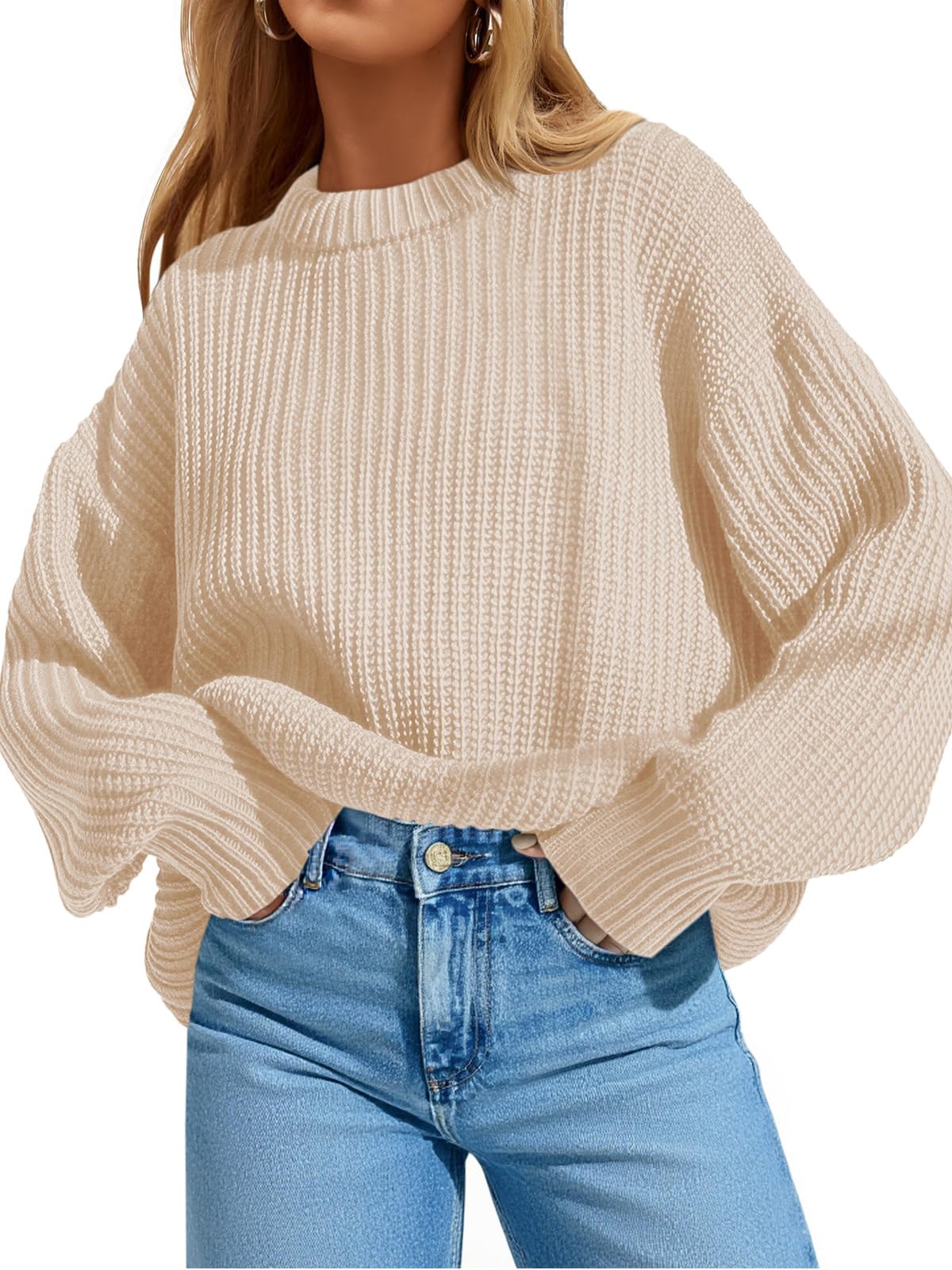 Saodimallsu Womens Oversized Sweater Long Sleeve Crewneck Ribbed Knit Pullover 2025 Fall Casual Chunky Trendy Sweaters