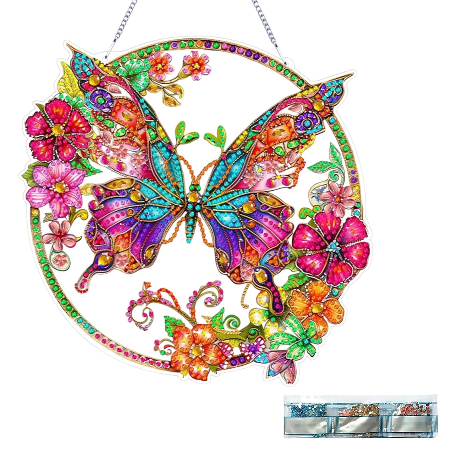 Agvdg Diamond Art Butterfly Kit Diamond Art Hanging Butterfly Diamond Painting Hanging Jewelry Flowers in the Window Suncatcher Adult Crafts