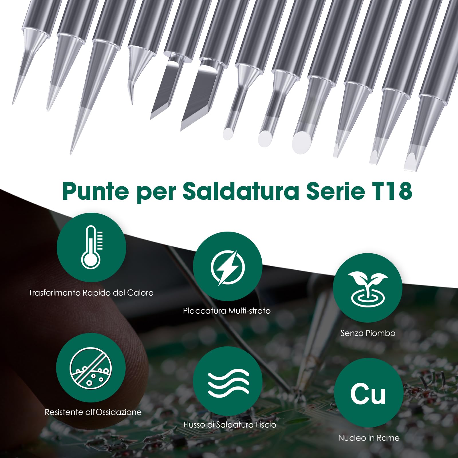 HANGLIFE ET Punte Saldatore Stagno con Supporto per Weller WE1010NA WES51/50 WESD51 WCC101 PES51/50 WEP70 LR21 e Stazioni di Saldatura/Saldatore a Stagno – Punte di Ricambio per Saldatura Weller