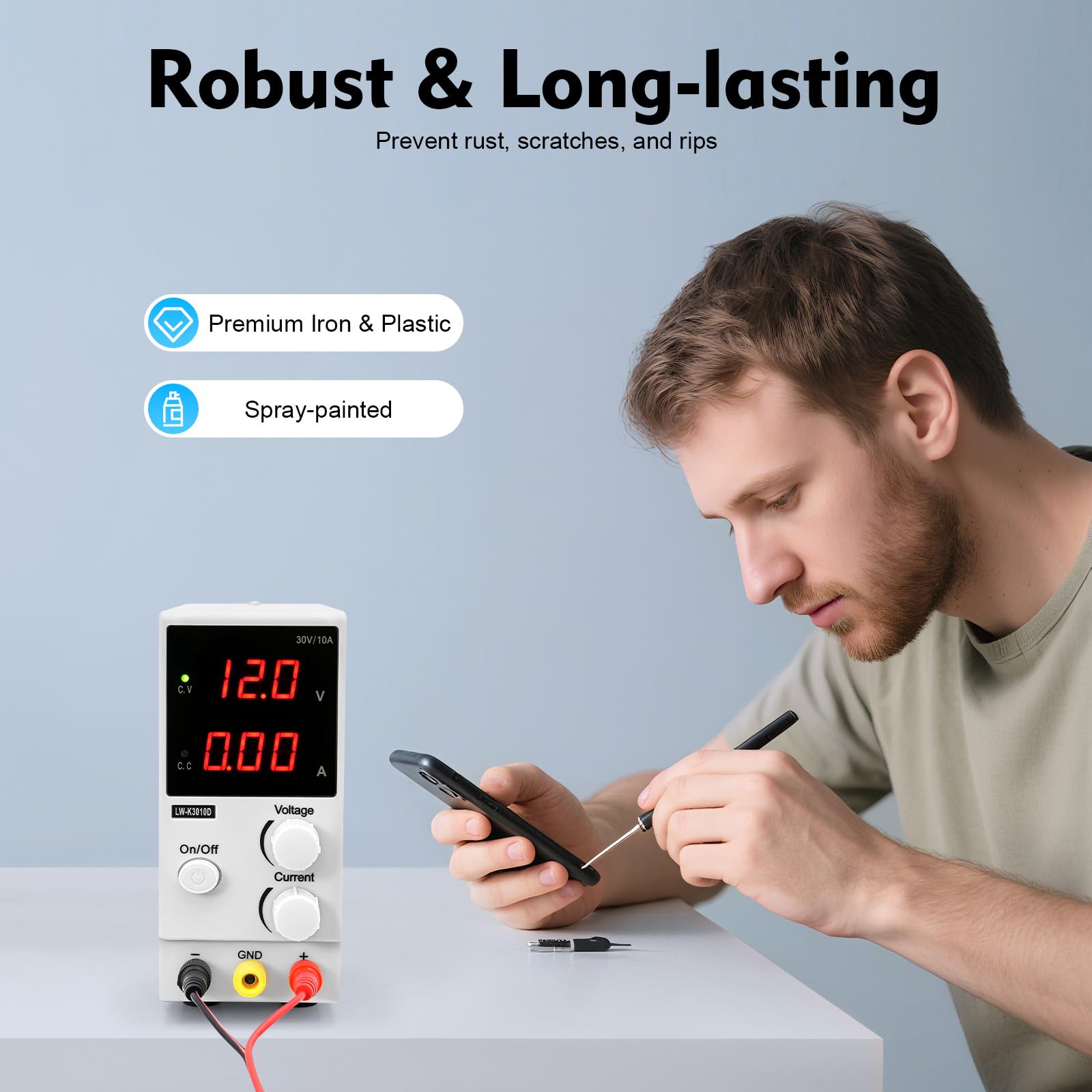 Labornetzteil 30V 10A Schaltnetzteil Labornetzgerät LW-K3010D Variable DC Power Supply - Präzise Digitale Geregelte Stromversorgung für Labor Überlastschutz, Kompaktes Design