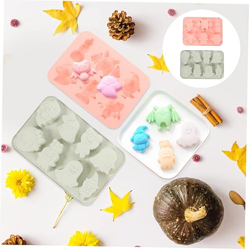 Miniatura 7 de HEMOTON 4 piezas de jabón antiadherente Halloween pudín Fondant silicona tema molde fantasma reutilizable en forma de calavera galleta chocolate