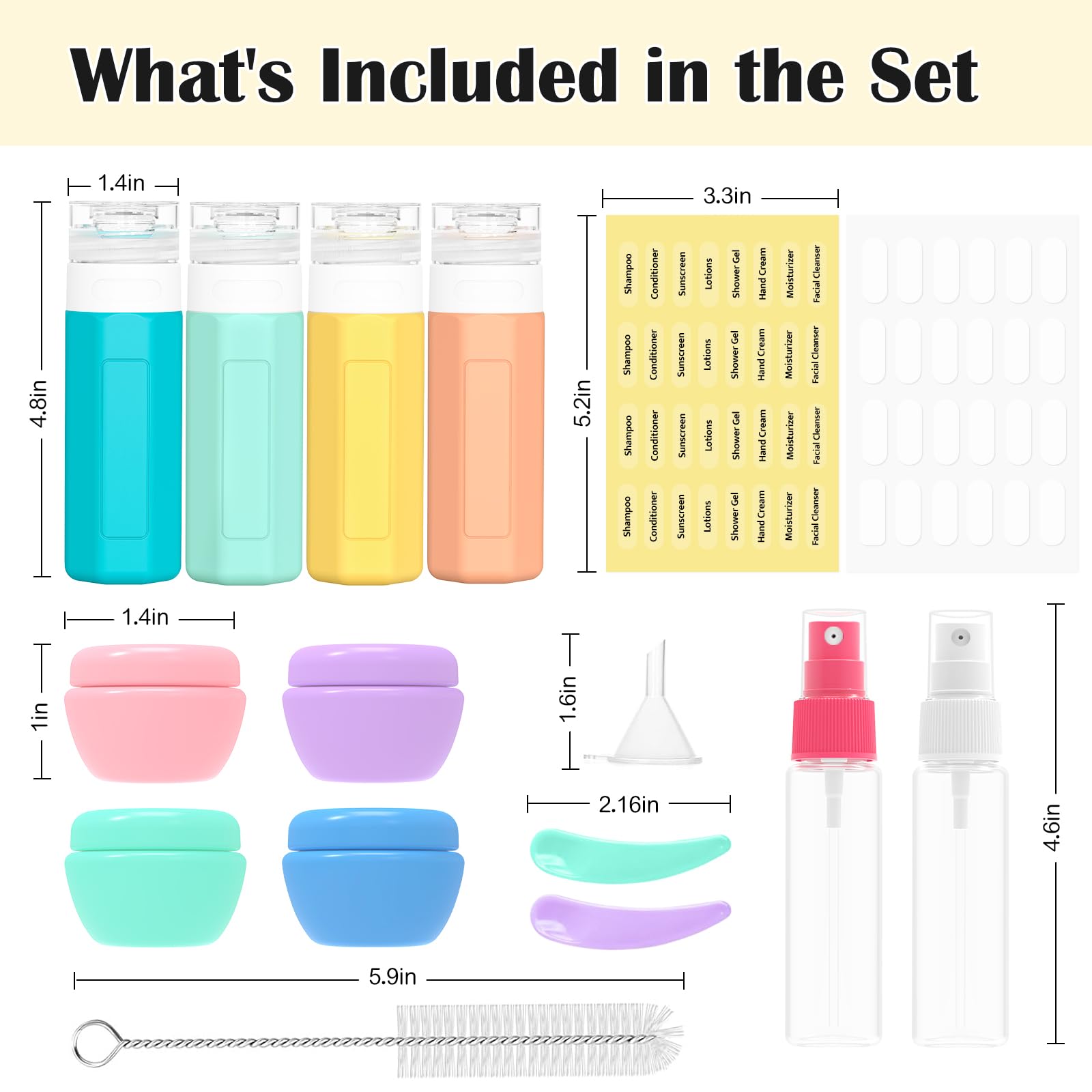 Redfly 17-Piece Travel Bottle Set - TSA Approved, Leak-Proof Containers for Toiletries Shampoo, Conditioner, Colorful - Image 2