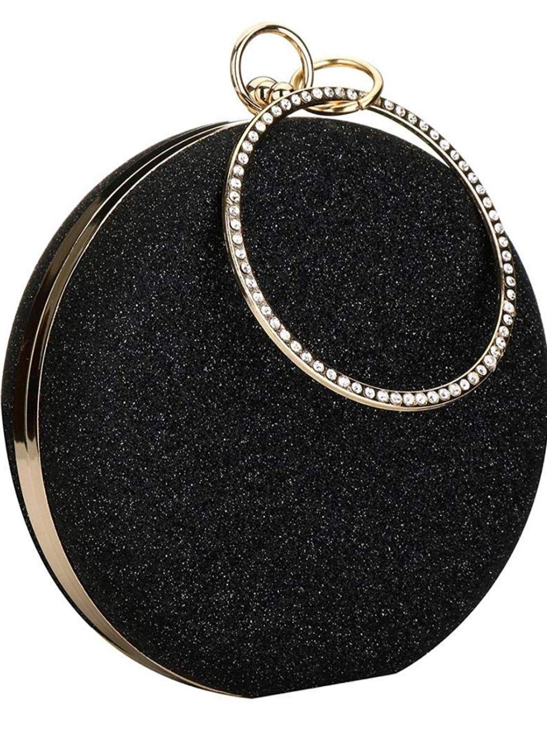 TOOBA Women Handicraft Beautiful Round Box Clutch Bag Purse for Bridal, Casual, Wedding Bag for Women & Girls (Sparkling Black) (B0845Q3DGK) Amazon Price History, Amazon Price Tracker