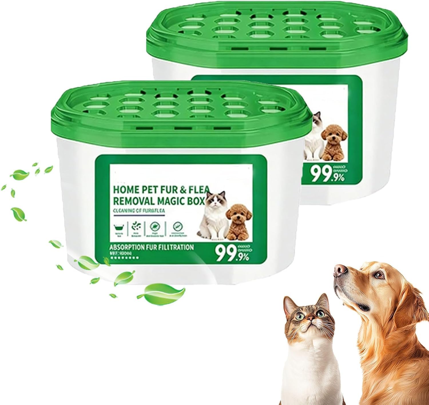 Home Pet Fur & Odor Removal Magic Box, 360° All-Aroundcoverage, Powerful Pet Hair Removal, Portable Odor Eliminator & Dust Collector, Long-Lasting, For Pet Areas (2box)