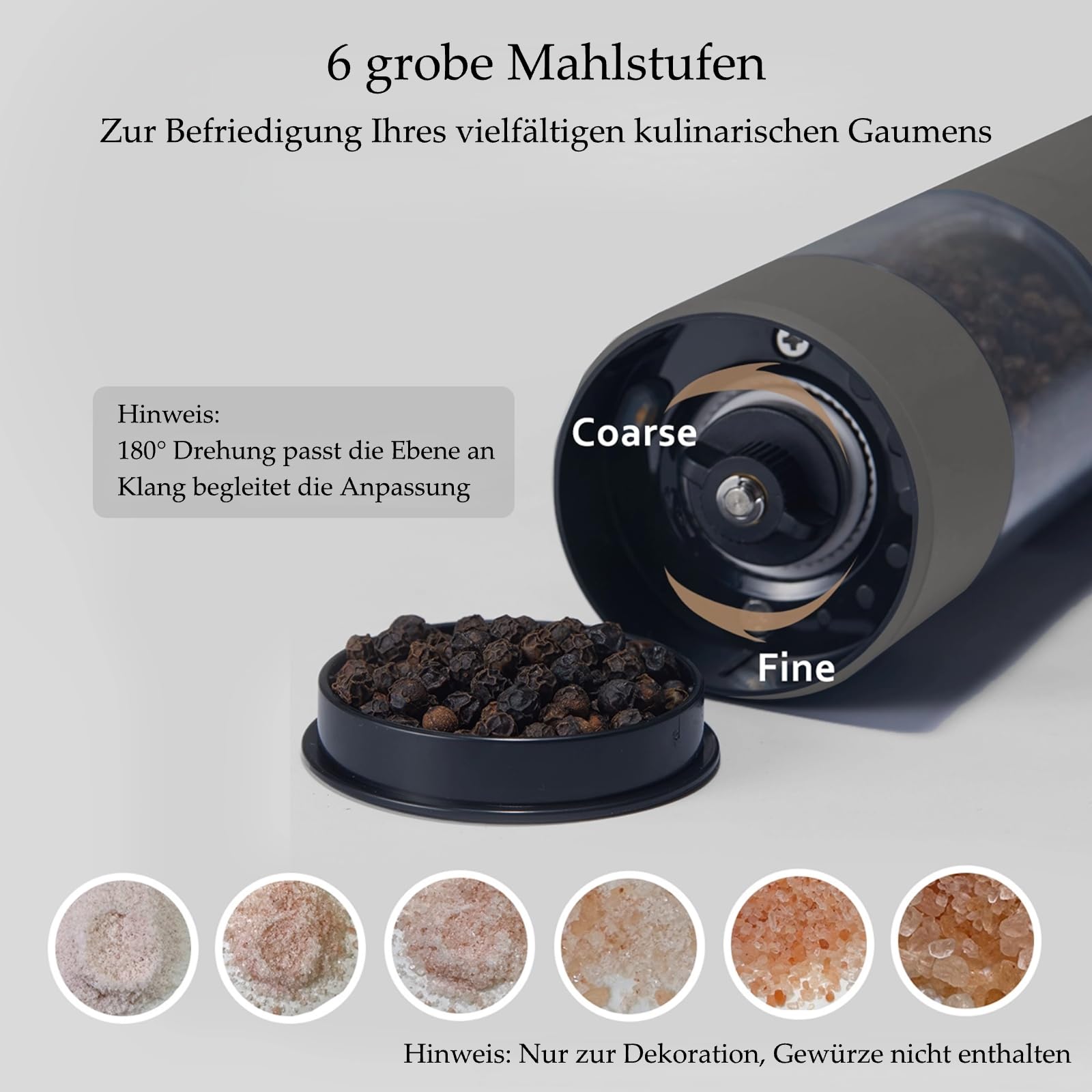 TLYSXPRO Salz und Pfeffermühle Elektrisch 2er Set, USB Wiederaufladbar, Einstellbarer Grobheit Gewürzmühle, Pfeffermühle Elektrische mit LED-Licht, Reinigungsbürste, Küchengeräte, Greige
