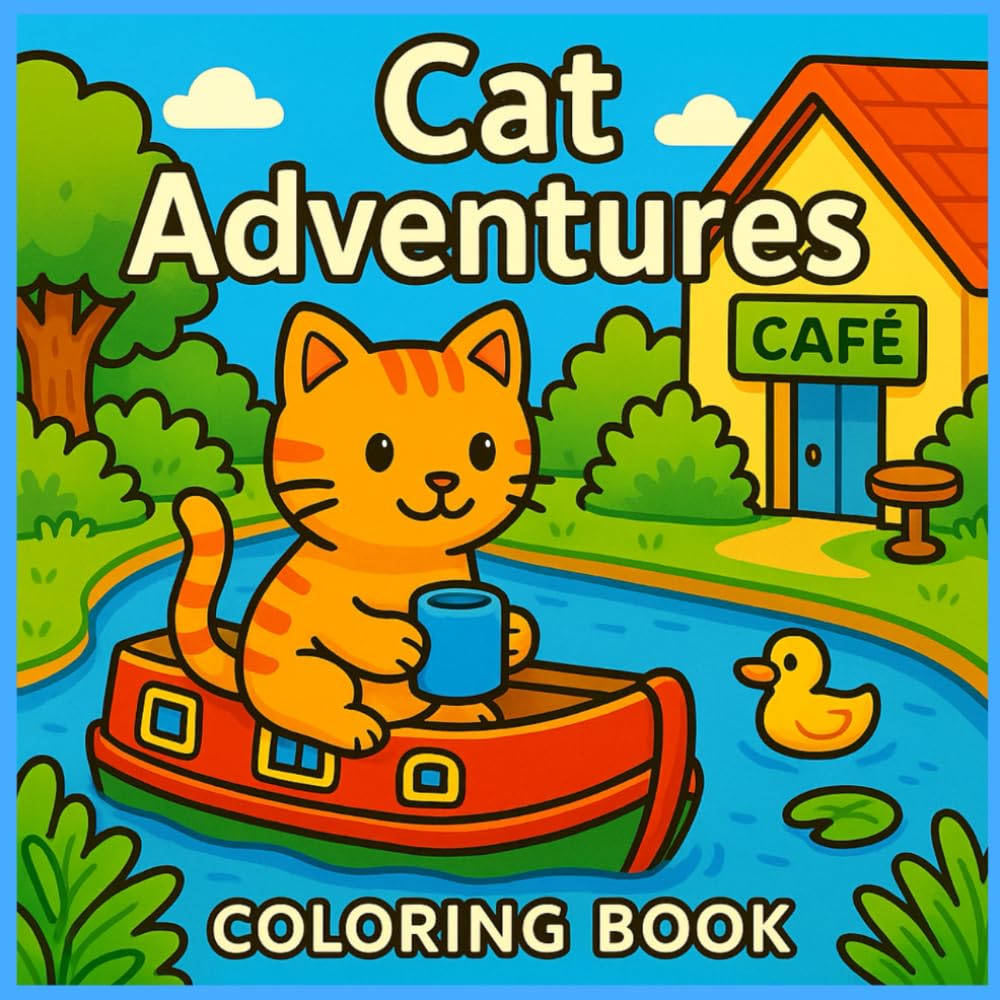 Cat Adventures Coloring Book: Cat Lover Bold Coloring Book for Adults and Teens, Cozy Cute Coloring