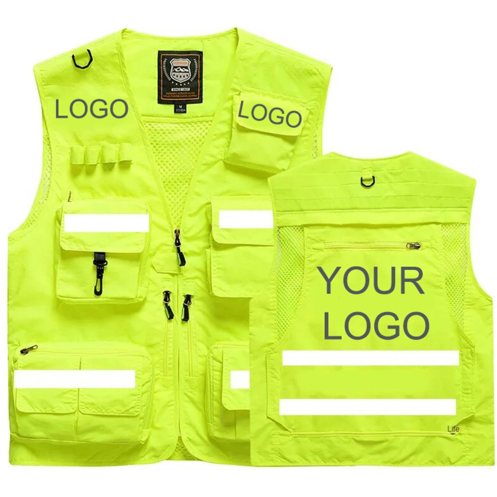 Gilet De Sécurité Personnalisé Haute Visibilité, Veste De Travail Réfléchissante, Plusieurs Poches, Vêtements De Travail pour Photographie et Randonnée