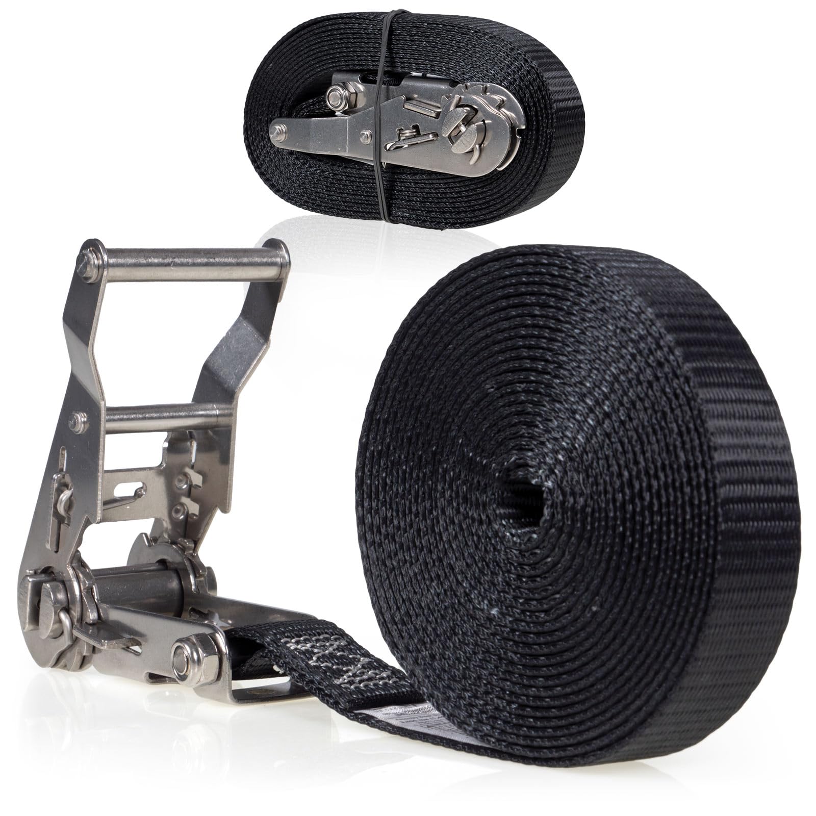 US Cargo Control Endless Ratchet Straps 1" X 15' (2-Pack), 3,300 LBS Break Strength, Stainless Steel Tie Downs, Marine Tie Down Straps for Boats, ATVs, Trees, Camping, Snow, Saltwater Applications