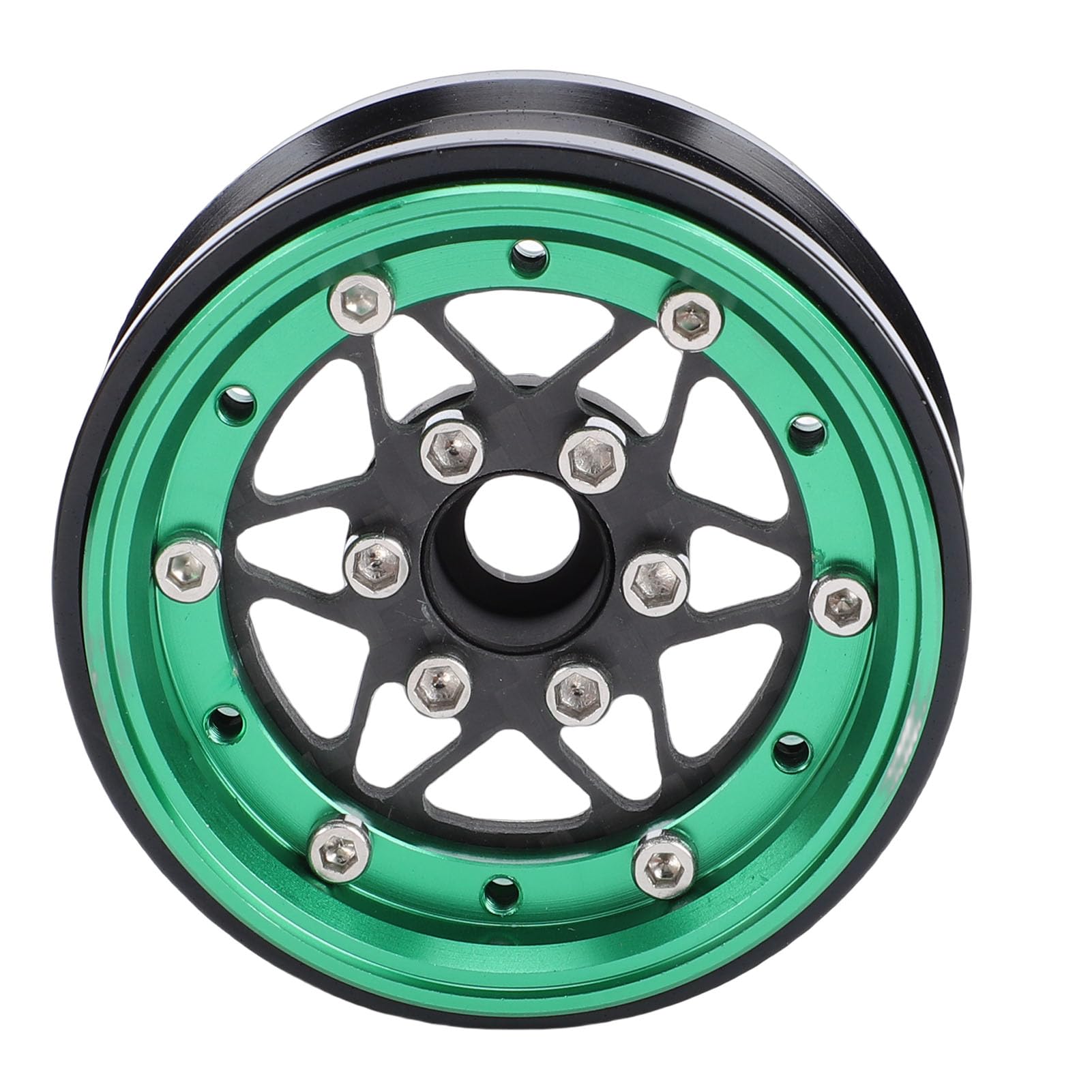 4 Llantas de Aleación de Aluminio RC Crawler, Ruedas 1.9 Beadlock Ligeras Mecanizadas CNC con Fijación de Tornillo de 4 Agujeros para 1/10 Axial SCX10 Wraith RC Crawler (Green)