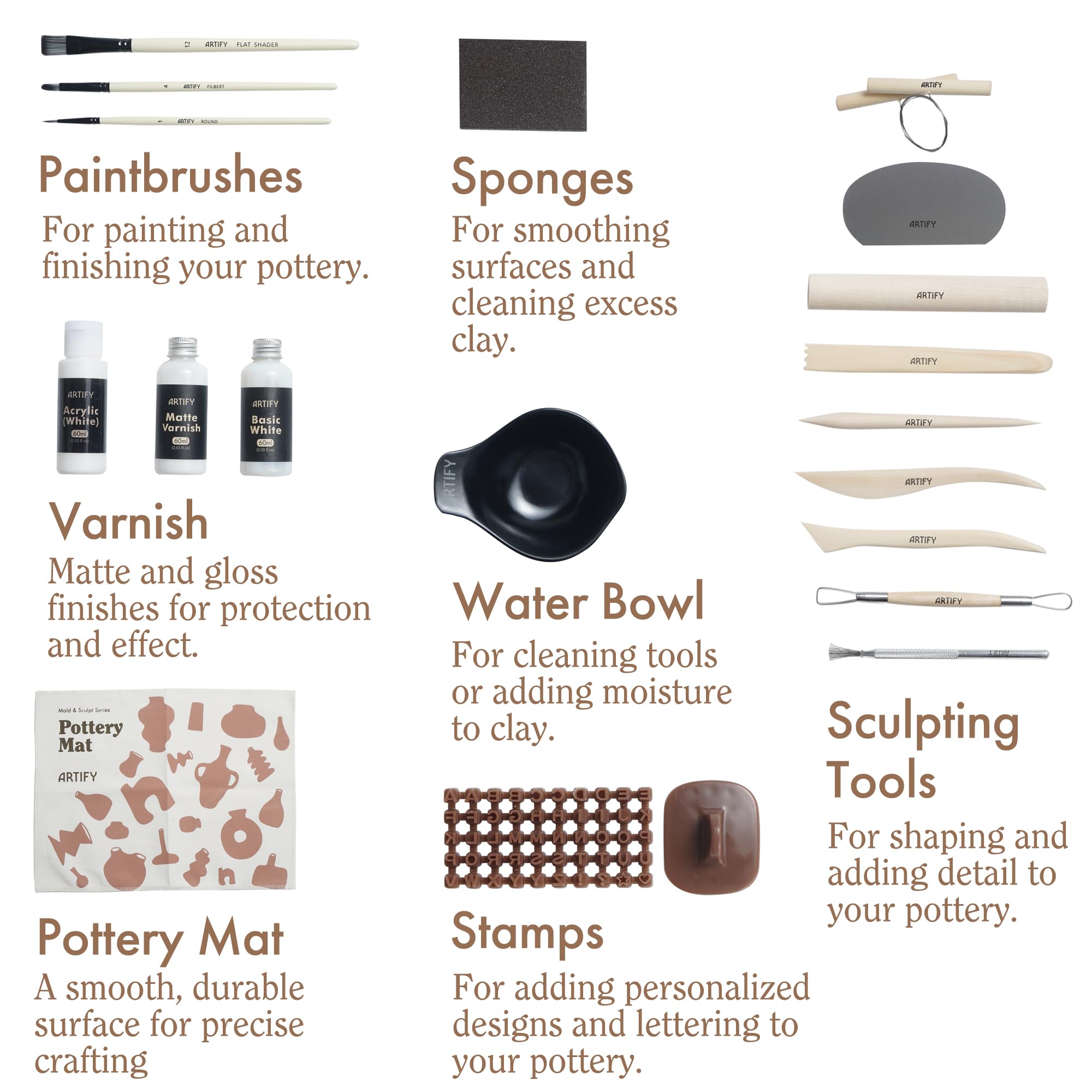 ARTIFY Air Dry Clay Kit for Adults, DIY Pottery Craft Airdry Tool Kit at Home, Art Hobby Clay Sculpting Modeling Making, Date Night Couples Family Beginners Birthday Gifts