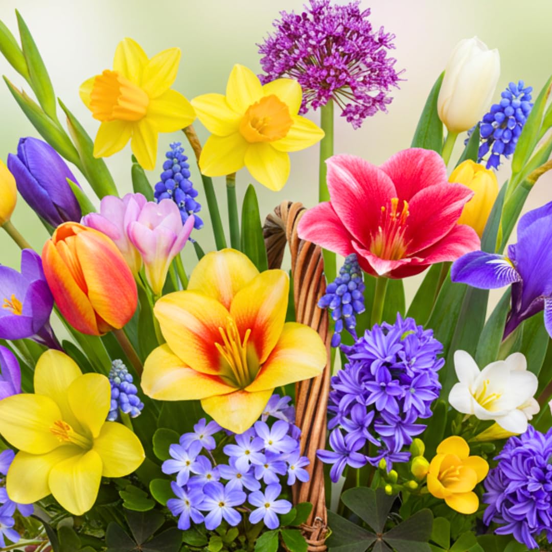 Complete Spring and Fall Flower Garden | 50 Fresh Bulbs | Bloom All Spring and Summer, Easy to Grow Flower Bulb, Indoor/Outdoor