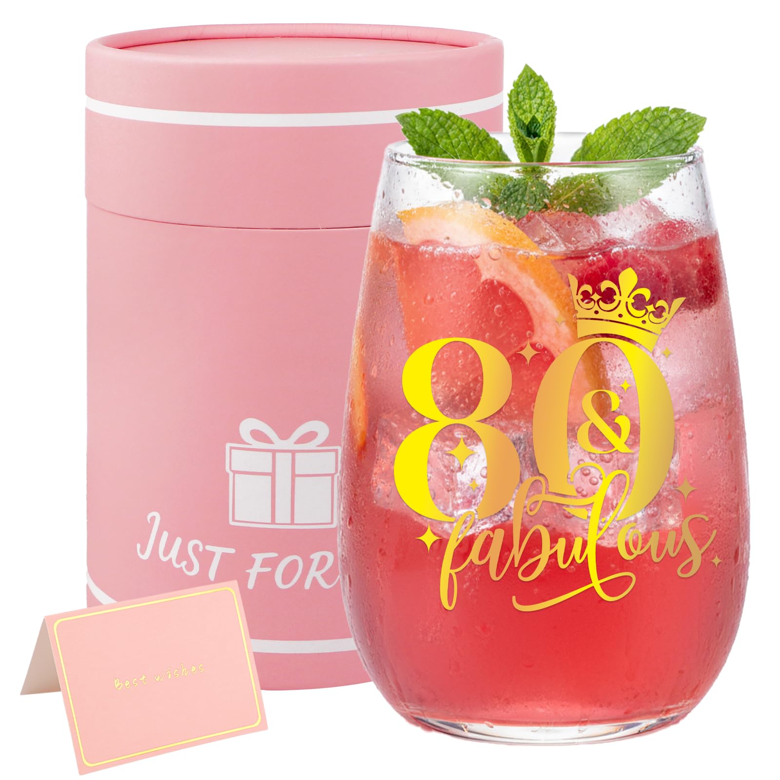 Bliceon 80th Birthday Gifts for Women, 15oz Personalised Wine Glass, 80th Birthday Wine Glass for Women, Friends Anniversary Glasses, Birthdays Party, Retirement Gifts