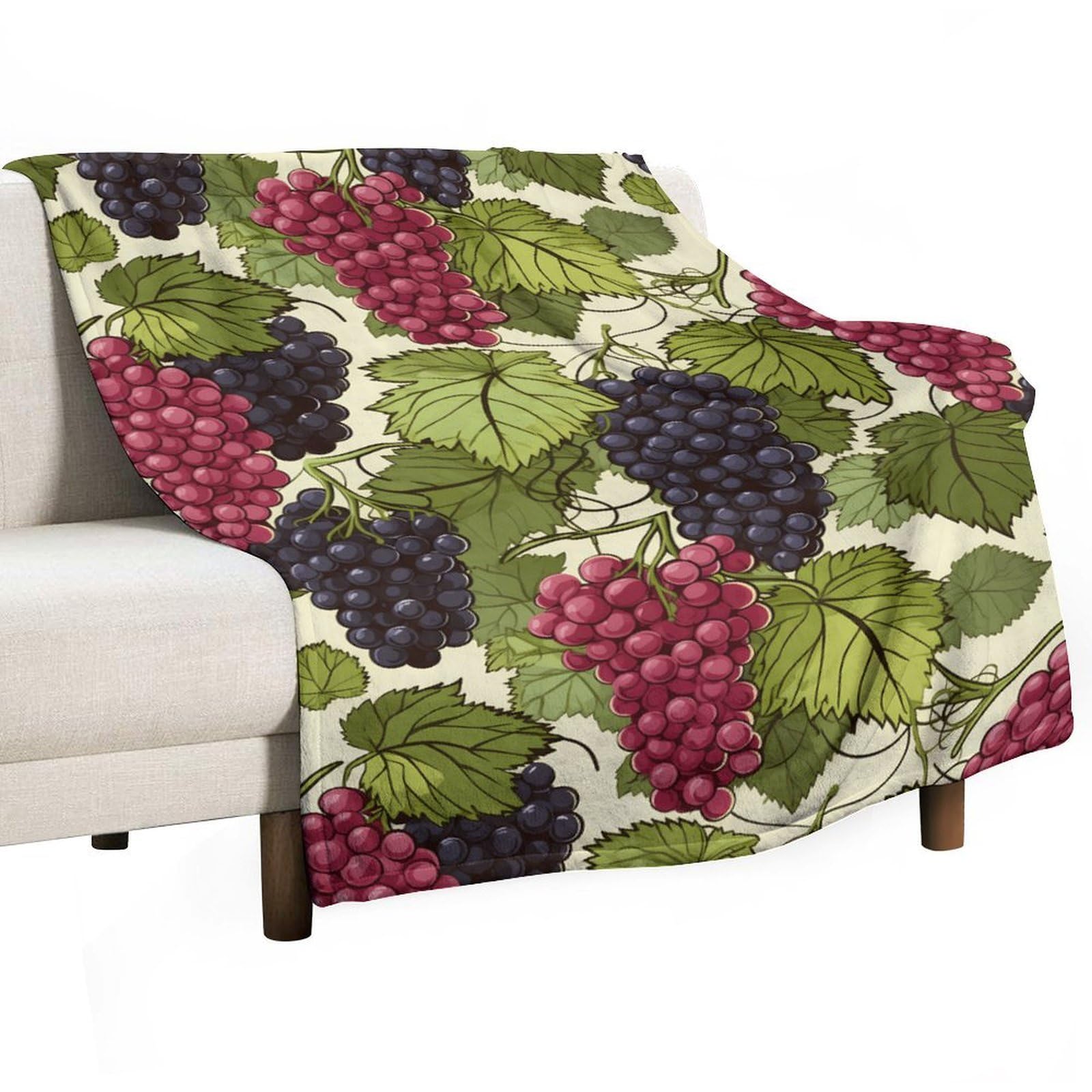 Cgsbngha Style Food Grapes Flannel Fleece Blanket Lightweight Soft Throw Blankets For Sofa Couch Bed Chair