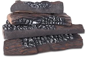 10 Piece Realistic Gas Fireplace Logs for Indoor and Outdoor Fireplaces
