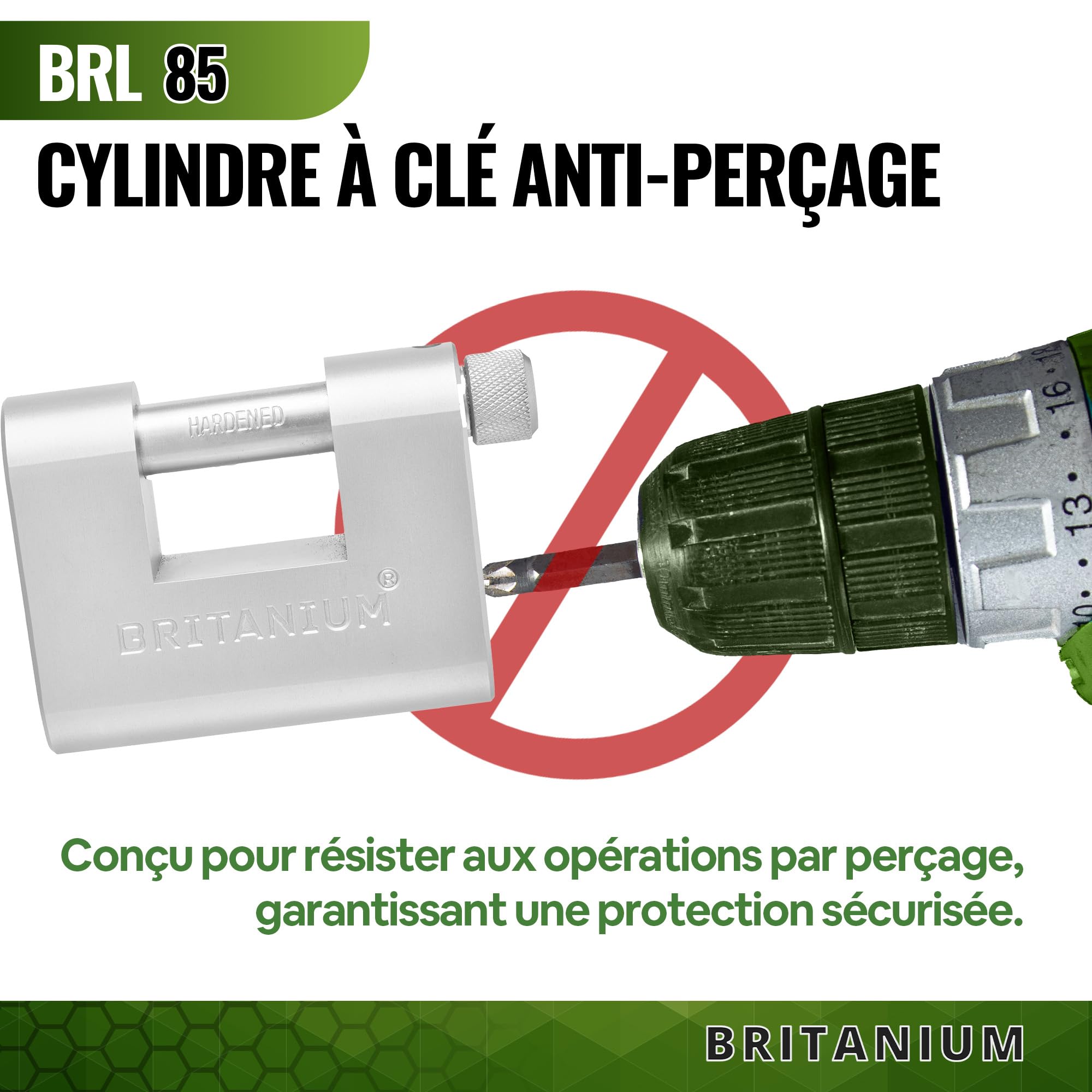 BRL85 Cadenas Container Antivol avec 10 Clés - Anse 14 mm Anti-Cisaille, Acier Allié Nickelé | Serrure de Sécurité pour Portail, Garage, Remorque Attelée