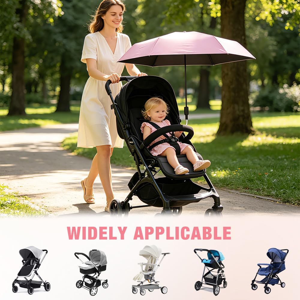 Ombrelle Universelle Pour Poussette, Parapluie De Protection Solaire Pour Landau, Parasol Anti UV 50+ Pour Landau, Parasol Poussett Bébé Universelle, Pour Poussette Et Buggy, Flexible Et Orientable
