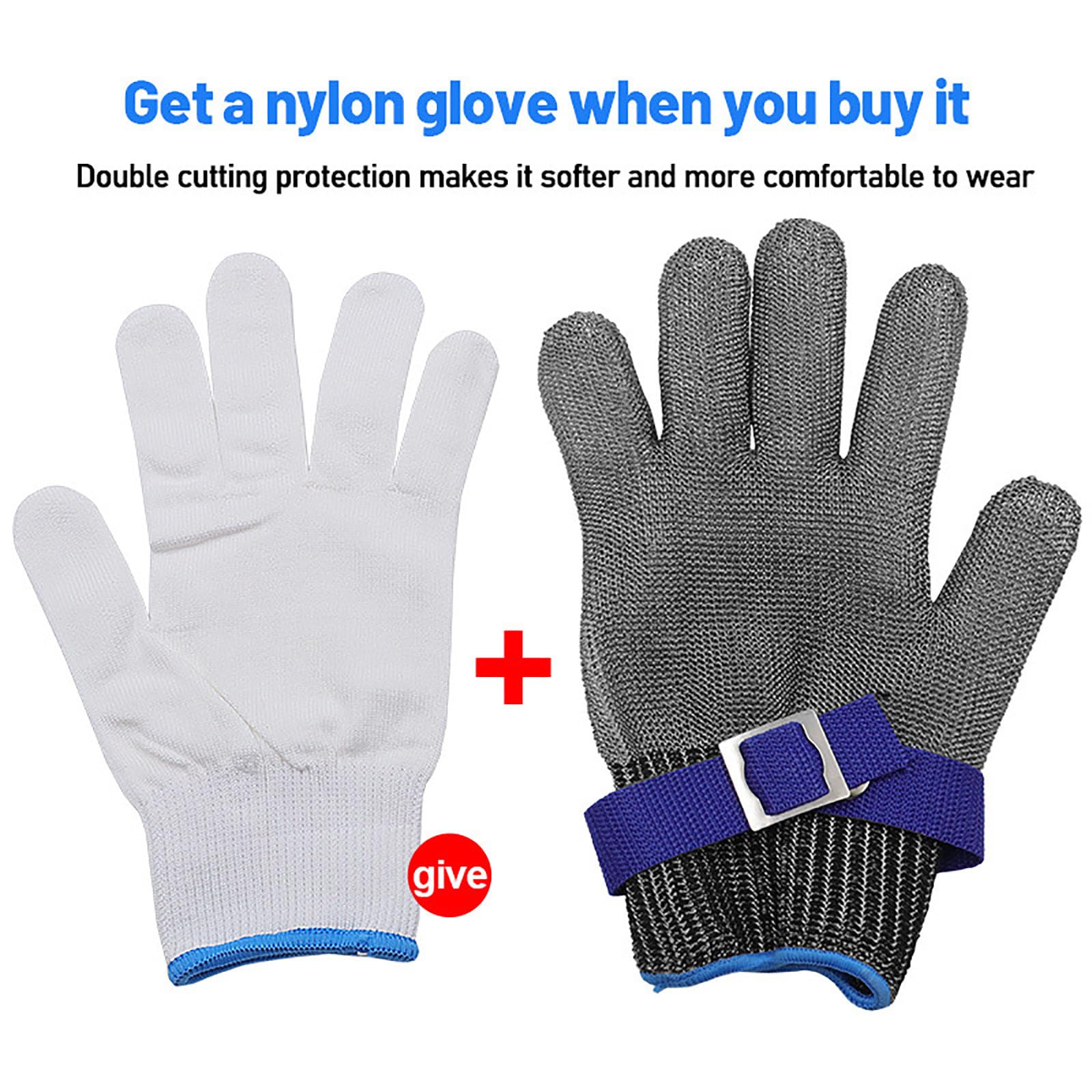 5 Juegos De Guantes Resistentes A Cortes, Guantes Resistentes A Cortes De Malla De Acero Inoxidable De 5 Niveles De ProteccióN, Carpinteros, Descascaradores De Ostras,L