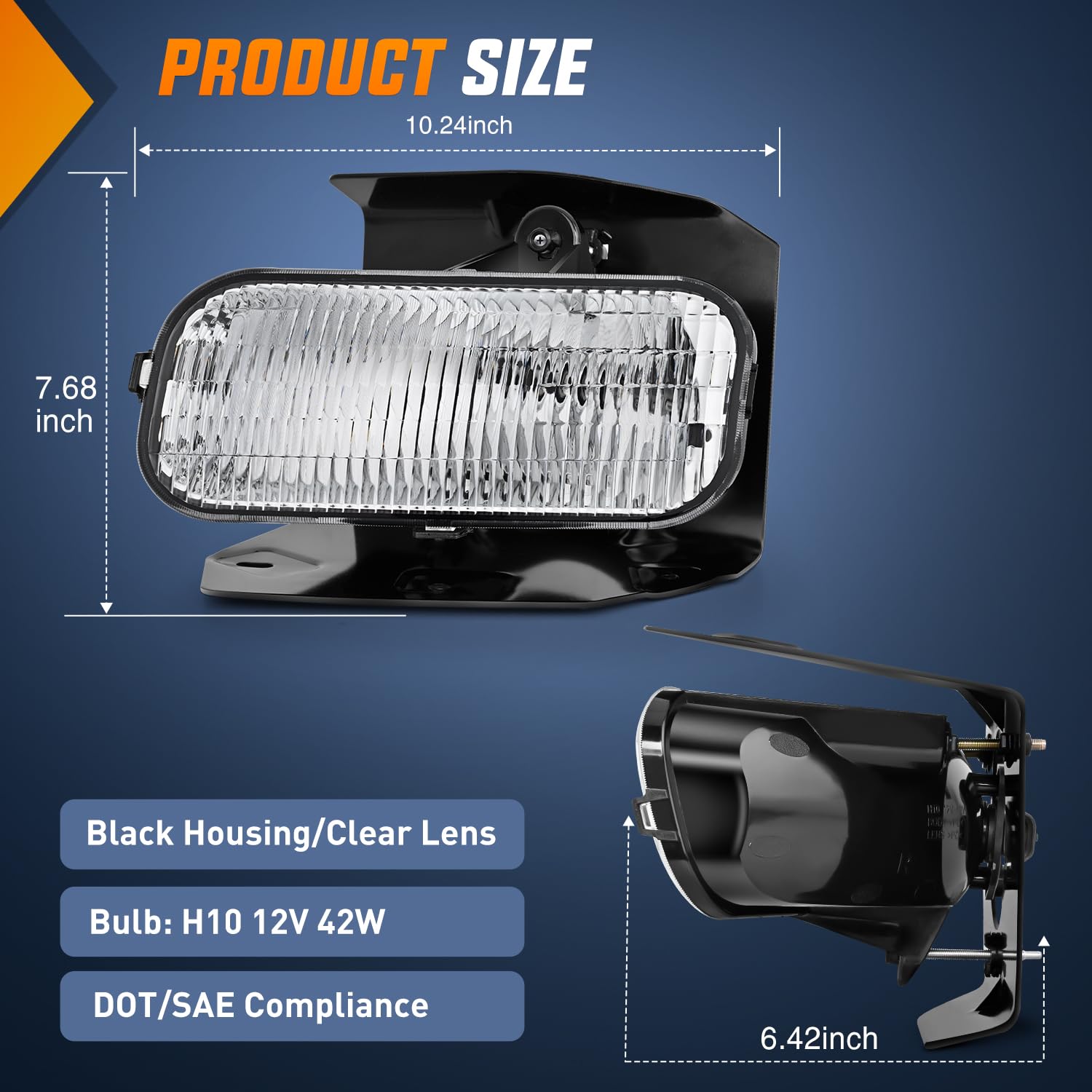 Nilight Fog Light Assembly Compatible with 1999 2000 2001 2002 2003 Ford F150 2004 F150 Heritage 1999-2003 F250 Super Duty 1999-2002 Ford Expedition Clear Lens Driver and Passenger Side