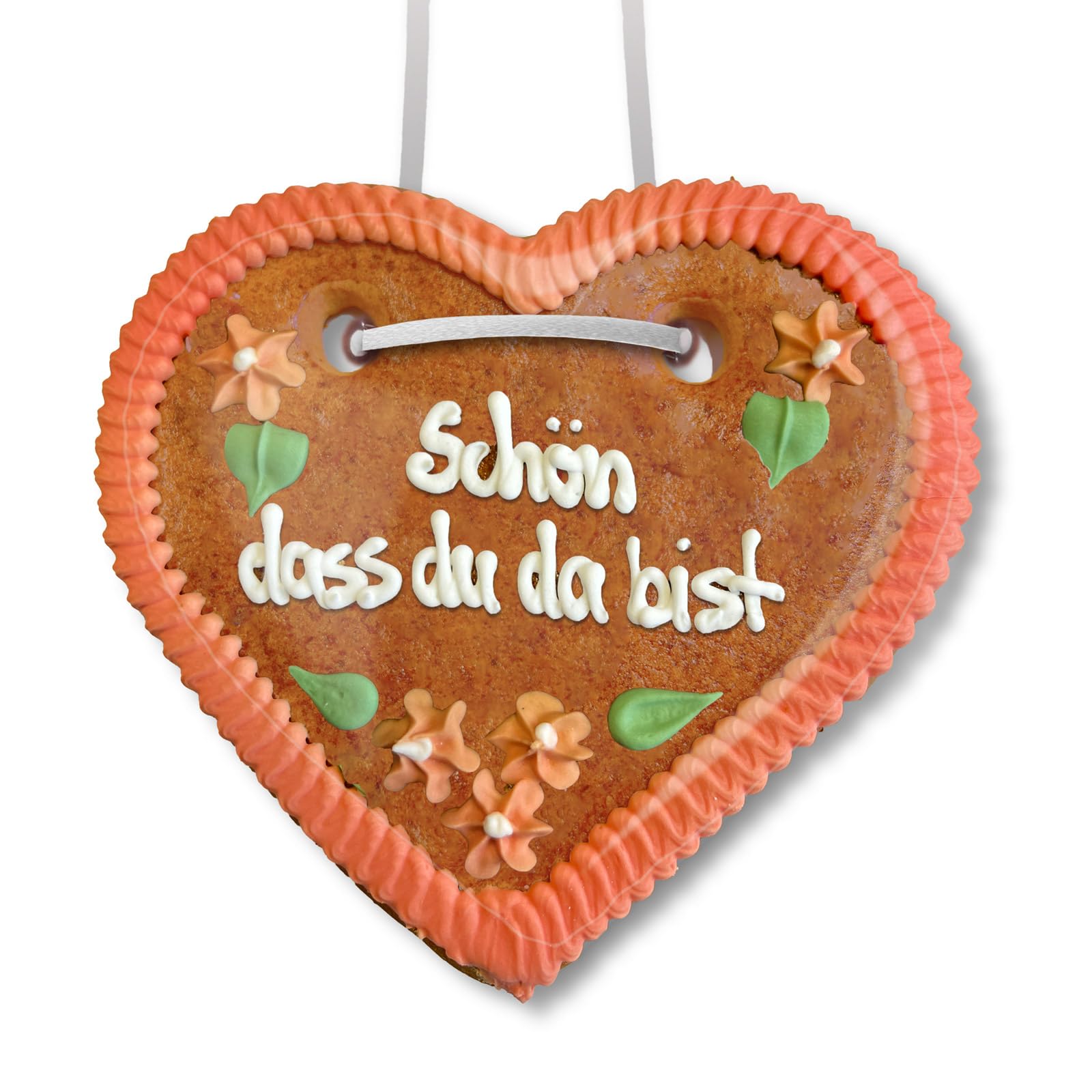 10x Lebkuchenherzen "Schön, dass du da bist", Design Blümchen, 16 cm