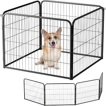 BestPet | Dog Playpen Extender | 24", 4 Panels | Expandable Design | Heavy Duty Metal Pet Exercise Pen | Indoor/Outdoor Fence Panels | Anti-Skid, Rust-Resistant, Removable and Tool-Free Setup