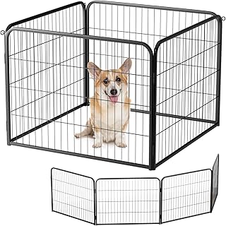 BestPet | Dog Playpen Extender | 24 Inch, 4 Panels | Heavy Duty Metal Pet Exercise Pen | Indoor Outdoor Fence Panels | Rust-Resistant, Removable, Tool-Free Setup | Anti-Skid, Expandable Design