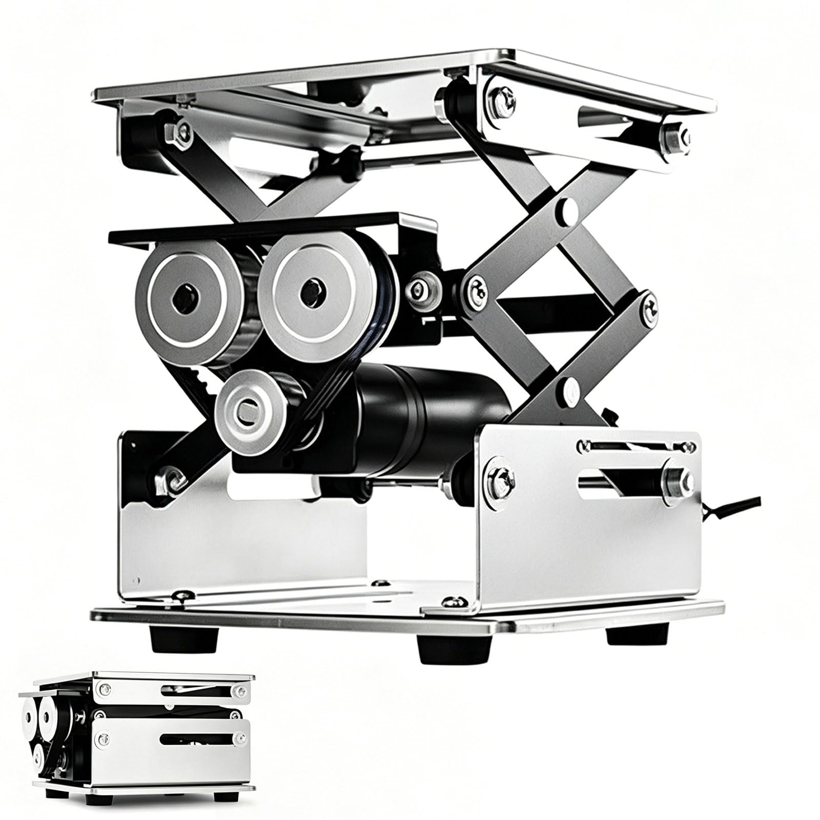 Mesa elevadora de tijera eléctrica, capacidad de carga de 10 kg, plataforma de elevación de acero inoxidable con control remoto para uso escolar, laboratorio e industrial, 200 mm x 200 mm
