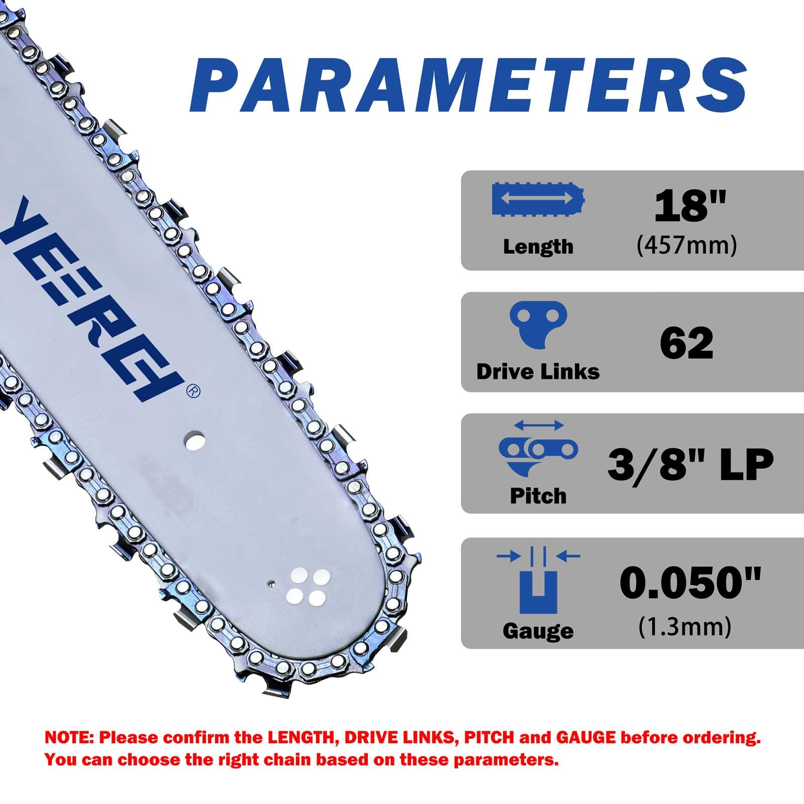 Snapklik.com : Yeerch 18 Inch Chainsaw Chain 3/8