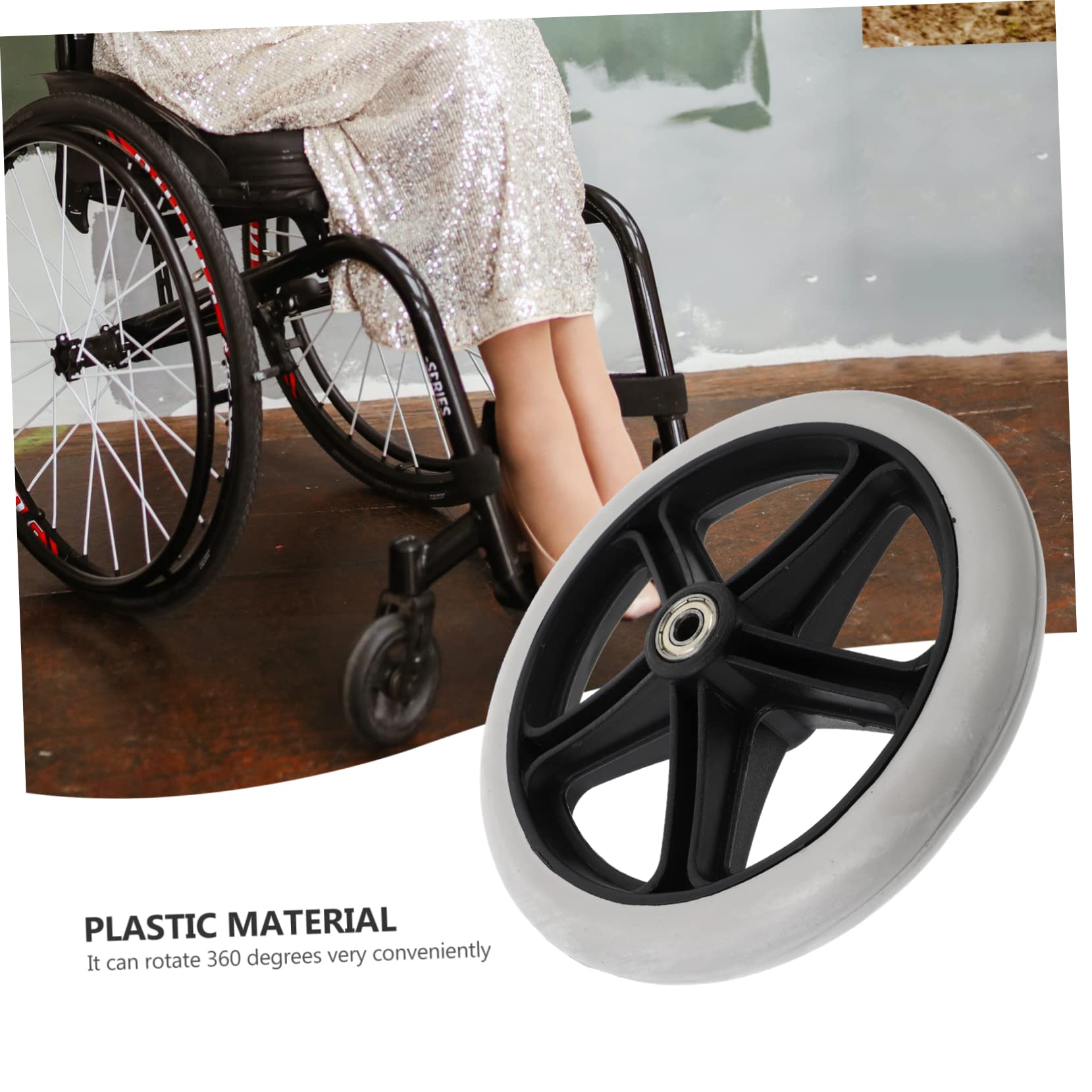 Rueda de Repuesto para Silla de Ruedas, 2 Piezas Rueda Delantera de 8 Pulgadas Silla de Oficina Ruedas Giratorias Accesorios para Cochecito Andador Ruedas de Repuesto para Silla de Ruedas