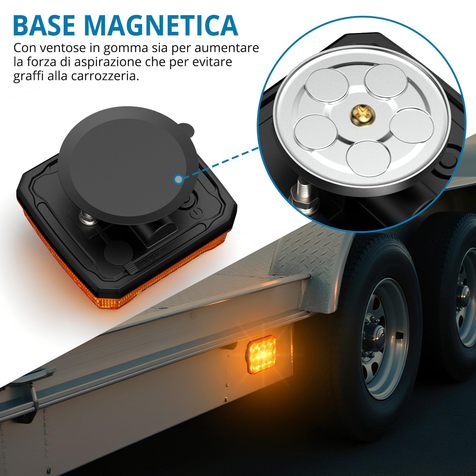 AUTOUTLET 2 Pezzi 12 LED Luci di Emergenza Magnetiche Ricaricabili,IP65 Impermeabile e 18 Modalità Strobe,Luci Lampeggianti Senza Fili per Trattori Camion Agricoli,Conforme E9 E57,12V/24V