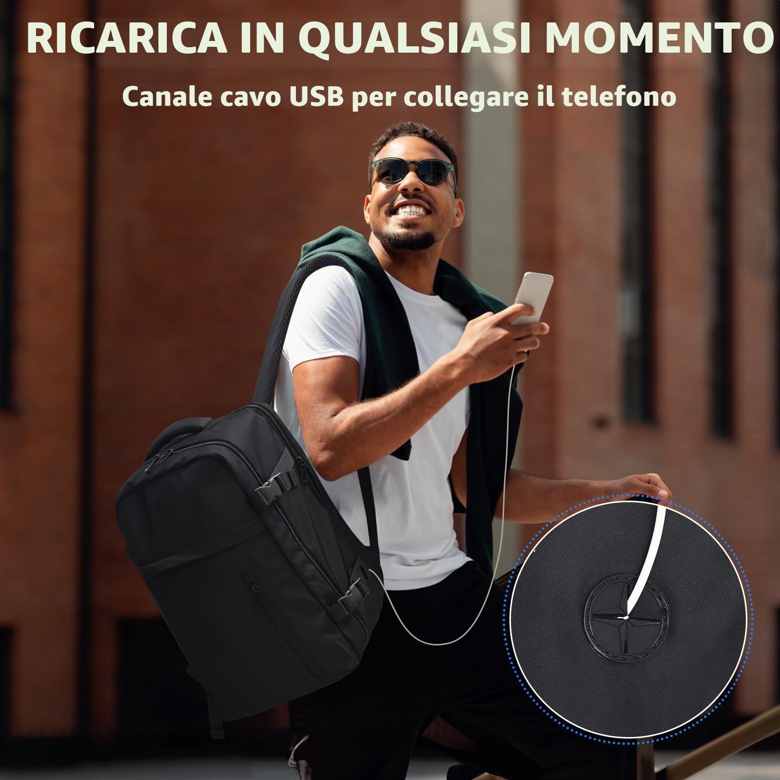 KIRFEIHT Bagaglio a Mano 40x20x25 per Ryanair Zaino da Viaggio Aereo Piccolo - Borsa da Viaggio per Cabina, Zaini Universali per Uomo e Donna per Scuola Trekking Lavoro - Nero