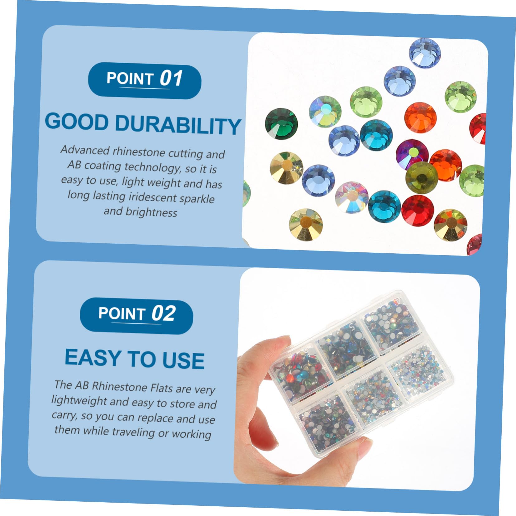Healeved 4sets Strass Per Unghie Con Design Flatback Kit Di Decorazioni Per Nail Art e Progetti Fai Da Te Misti Comparti Accessori Per Manicure e Crafting