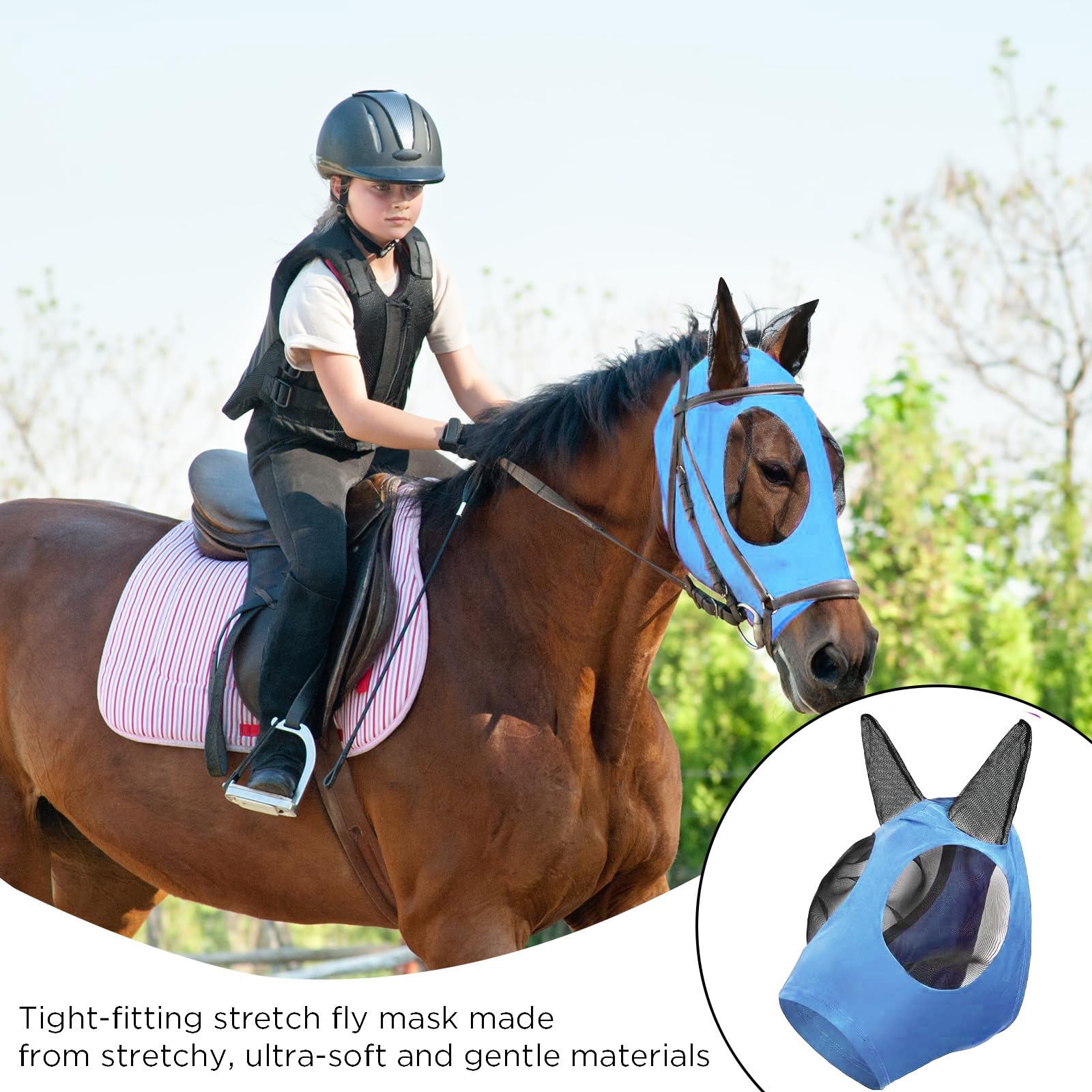 Mascara contra Moscas Caballo Proteccion UV Elastico (Blau)