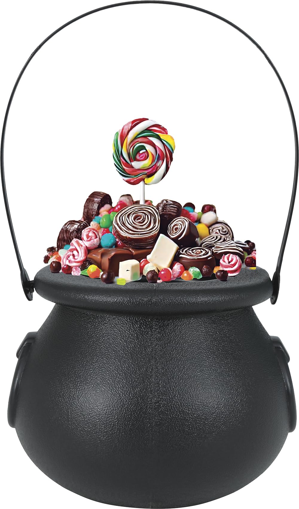 FIESTAS GUIRCA | Witch Cauldron for Trick or Treat (4.3 in) - Halloween Accessory for Parties and Celebrations - Ideal for Children and Adults - Witch Basket for Sweets and Treats - Black