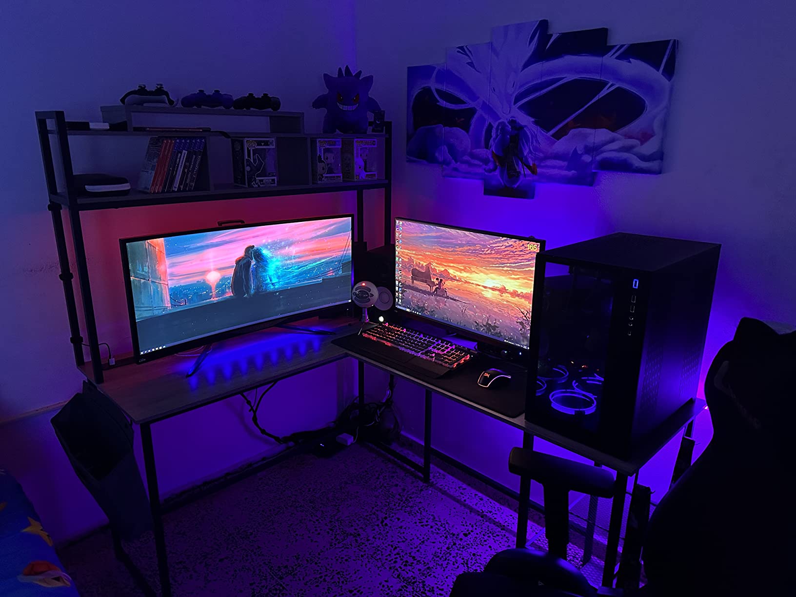 37/mo Finance Aheaplus L Shaped Desk with Power Outlet & LED Strip