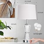 Lampes de table modernes, ensemble de 2 Lampe de table lumière de nuit avec 2 USB Ports de recharge & AC Outlet, Table de chevet lampe blanc ombre pour salon chambre à coucher Accueil Décor Argent(LED Ampoules comprises)