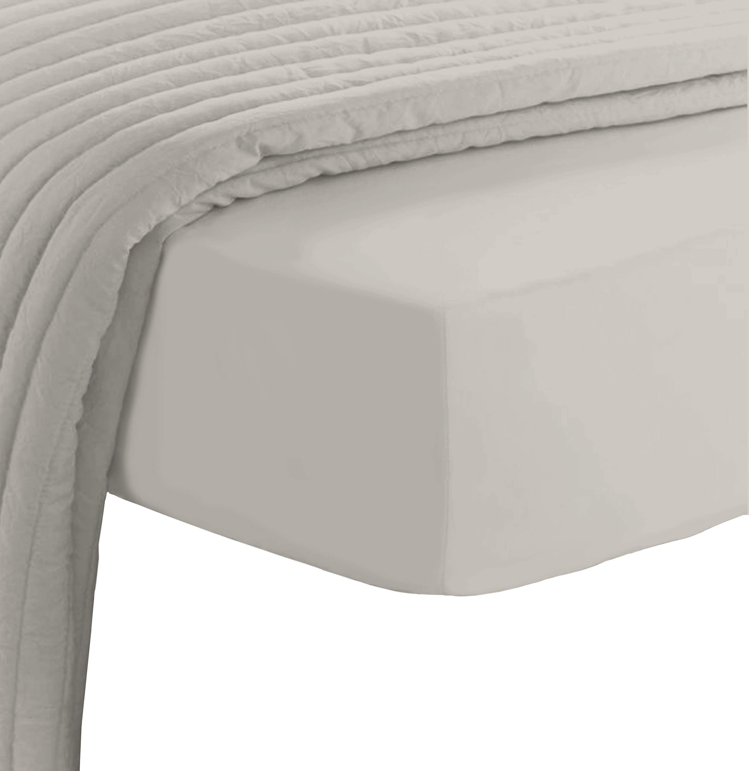 Pizuna Luxury Cotton European Single Fitted Sheet Grey