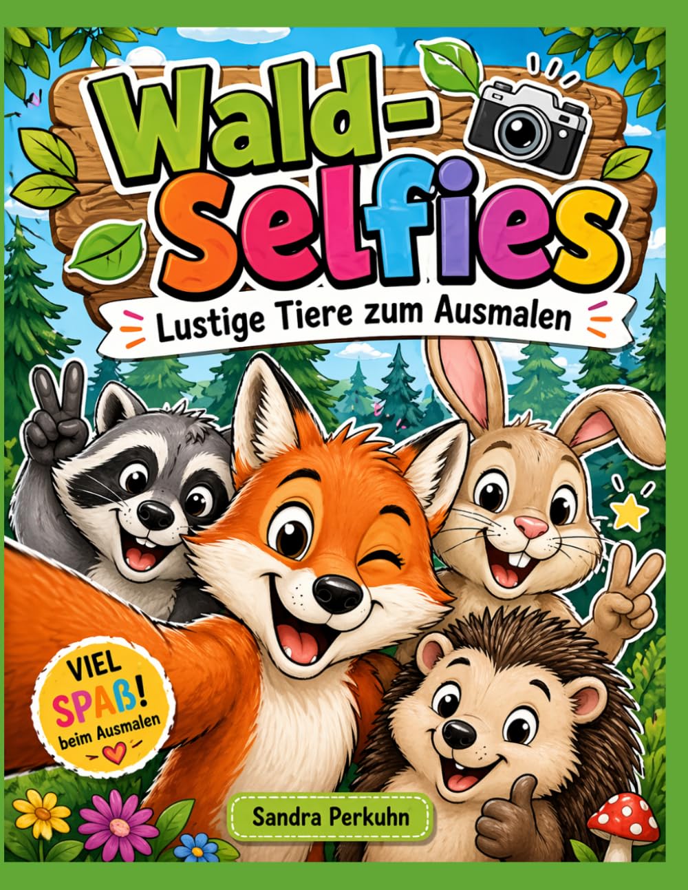 Wald-Selfies: Lustige Tiere zum Ausmalen