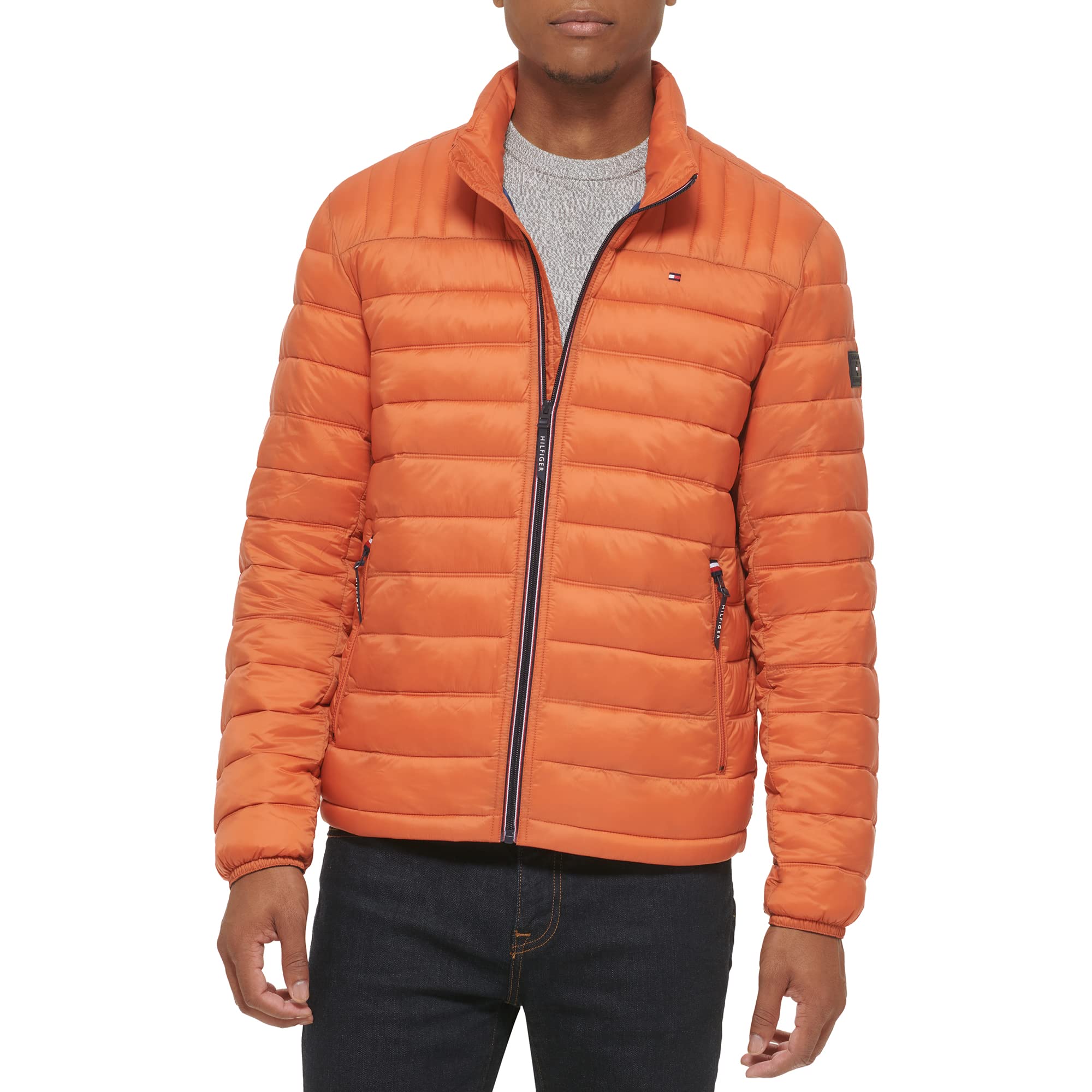 Tommy Hilfiger Men's Burnt Orange Ultra Loft Lightweight Packable Puffer Jacket (Standard And Big & Tall), Xl