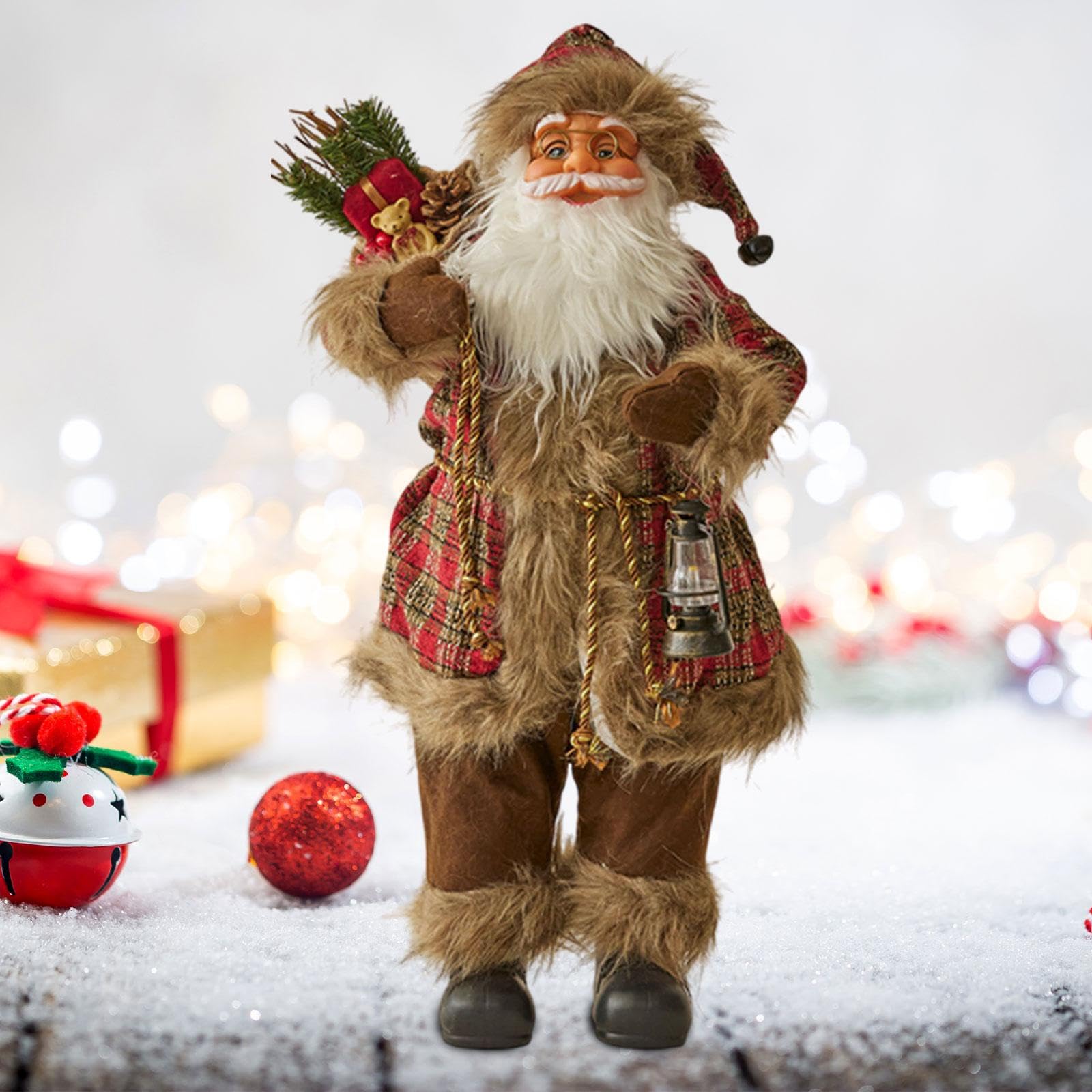 Figura de muñeco de Papá Noel 2024 Estatua de Oficina navideña Escultura de Papá Noel para Mesa, 60 Cm de Alto
