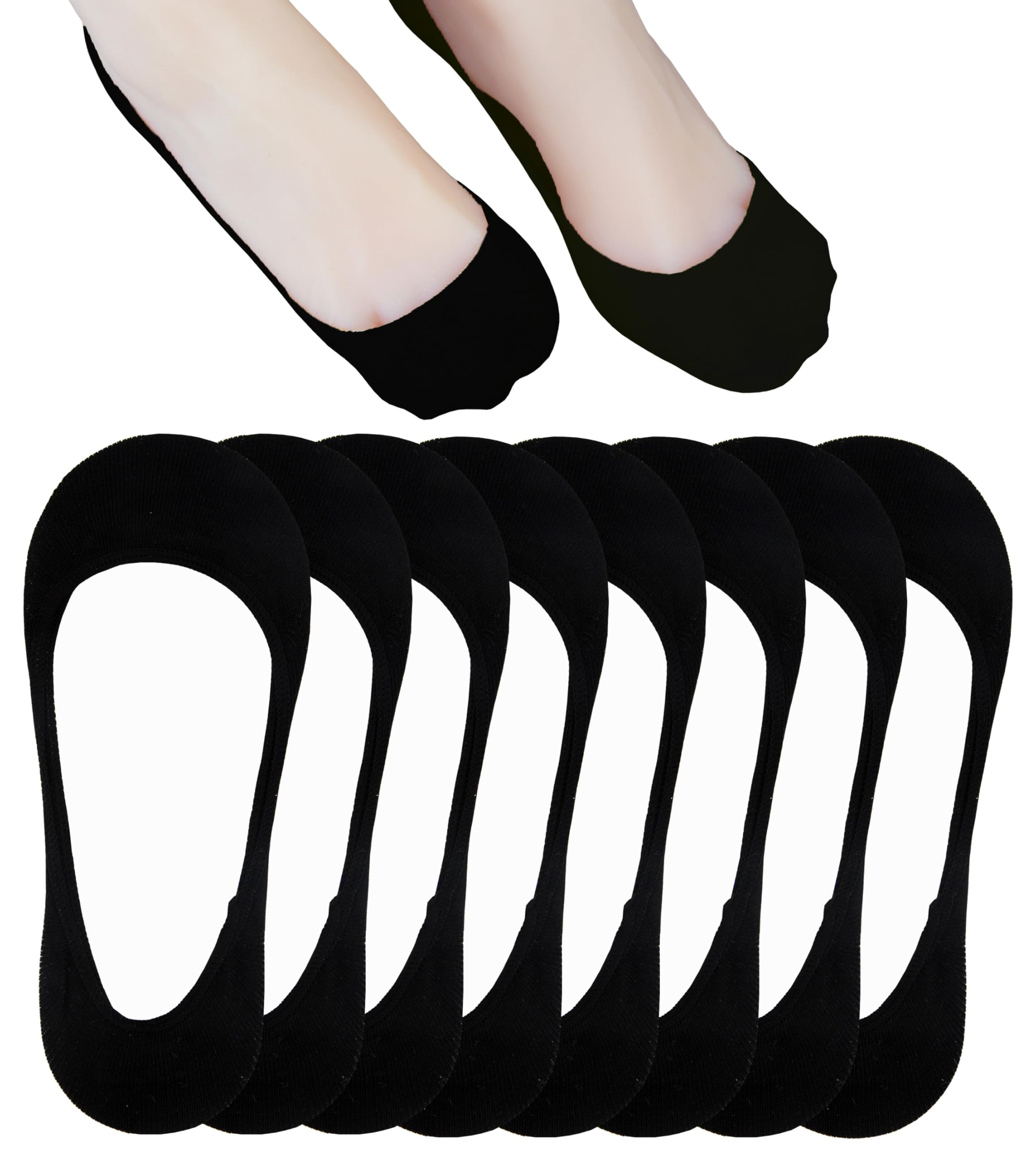 Ocvdar Ultra Low Cut No Show Liner Socks Women Cotton Non Slip Footies Hidden Invisible for Flats Lofers 4/6 Pairs